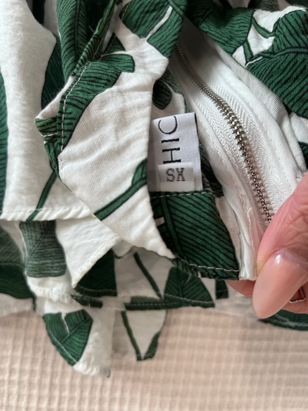 Chicwish White & Green Leaf Dress image indicator(3)