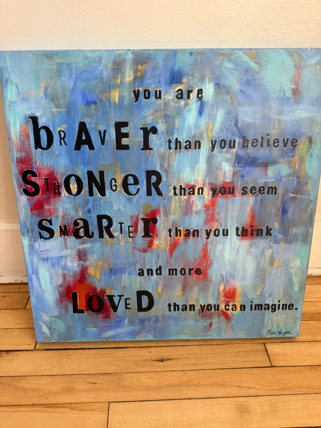 Inspirational Canvas Art - Braver, Stronger, Smarter, Loved thumbnail