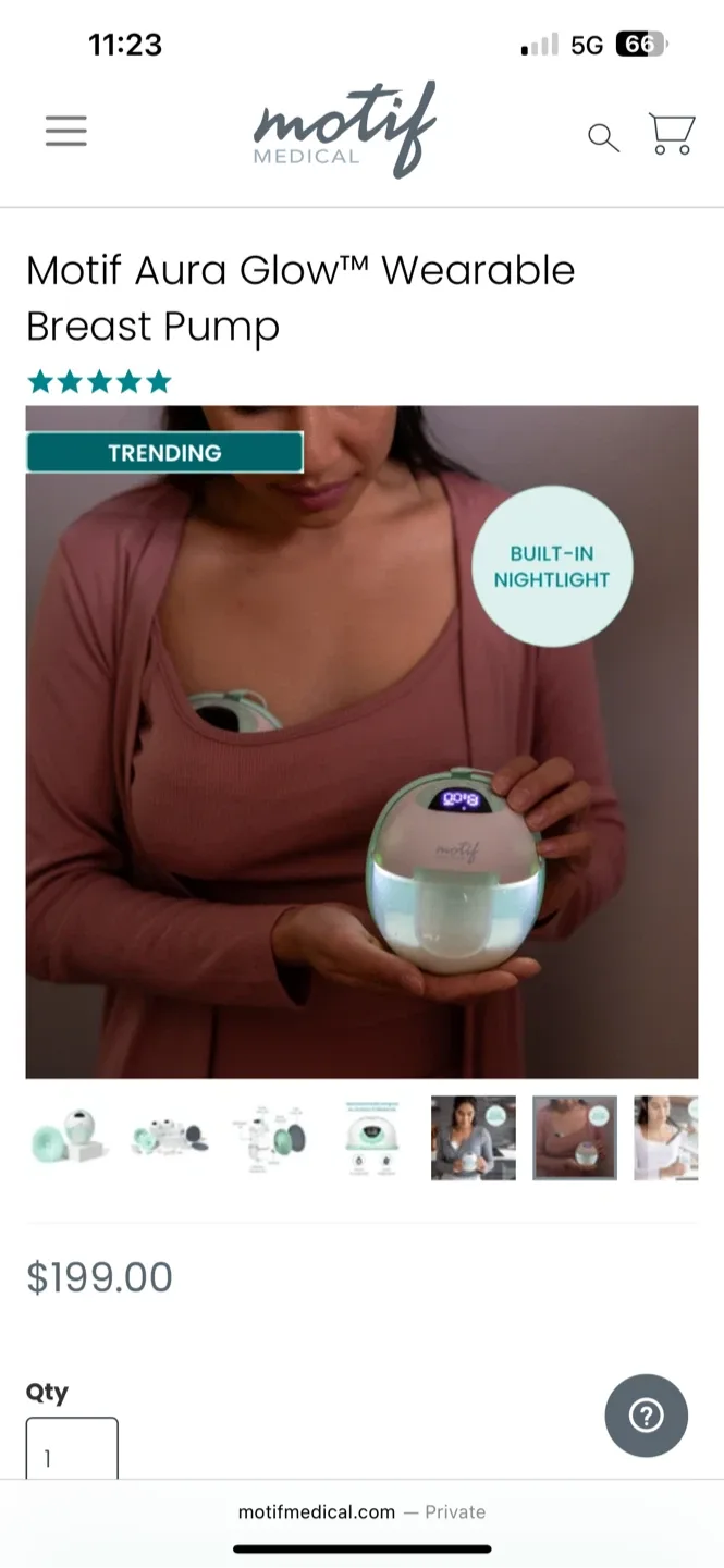 Motif Aura Glow Wearable Breast Pump - New in Box image indicator(2)