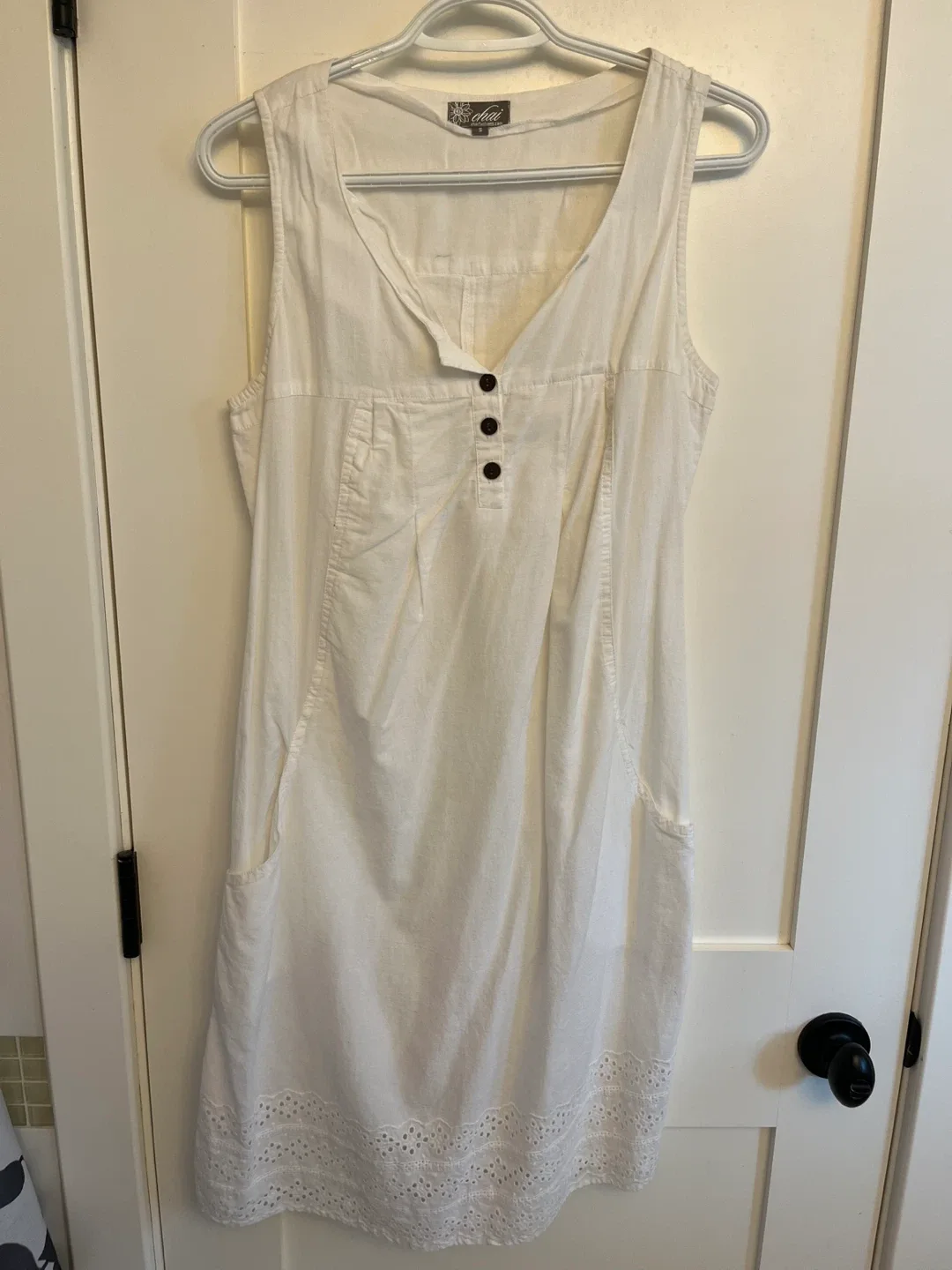 Chai Cotton White Dress Size S thumbnail