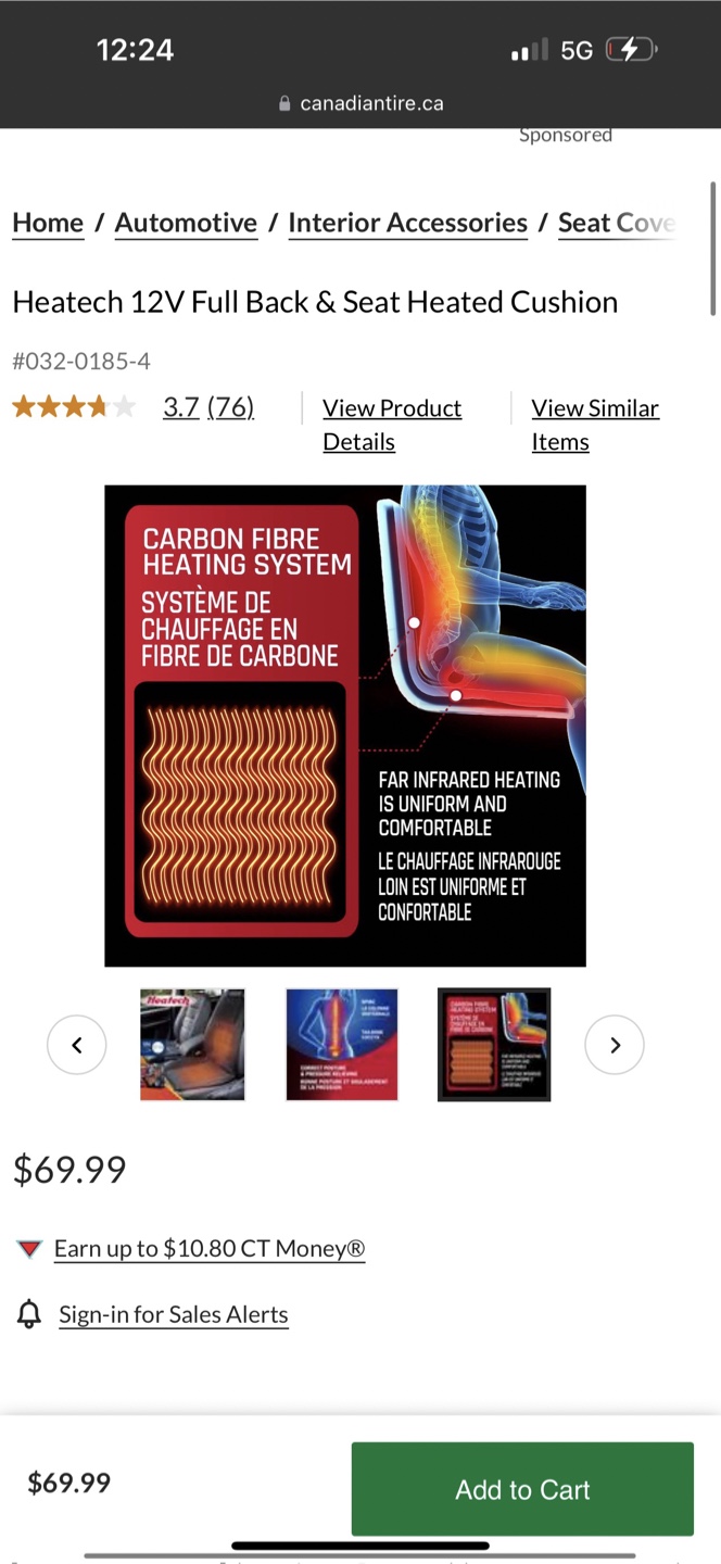 Heatech 12V Carbon Fibre Heated Seat Cushion - photo 2