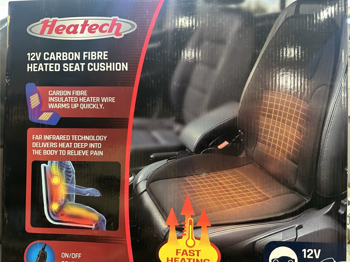Heatech 12V Carbon Fibre Heated Seat Cushion