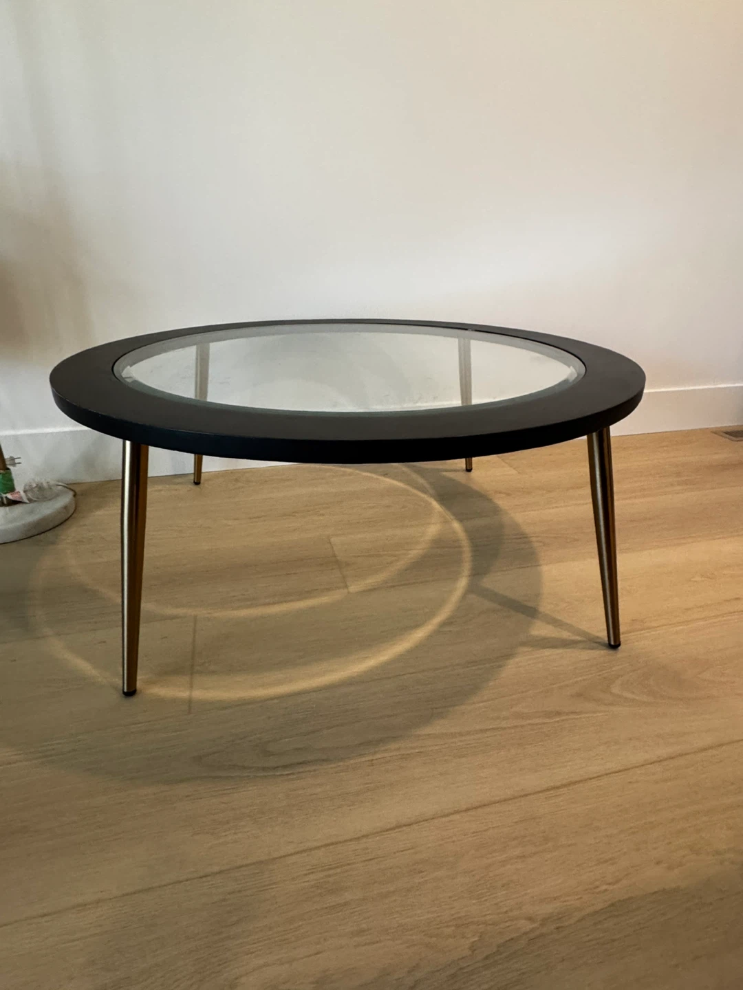 Round Glass Coffee Table - Black & Gold - photo 2