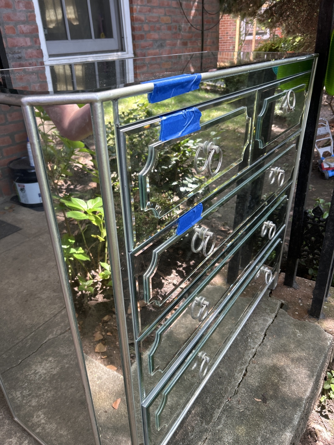 Mirrored 5-Drawer Dresser with minor damage