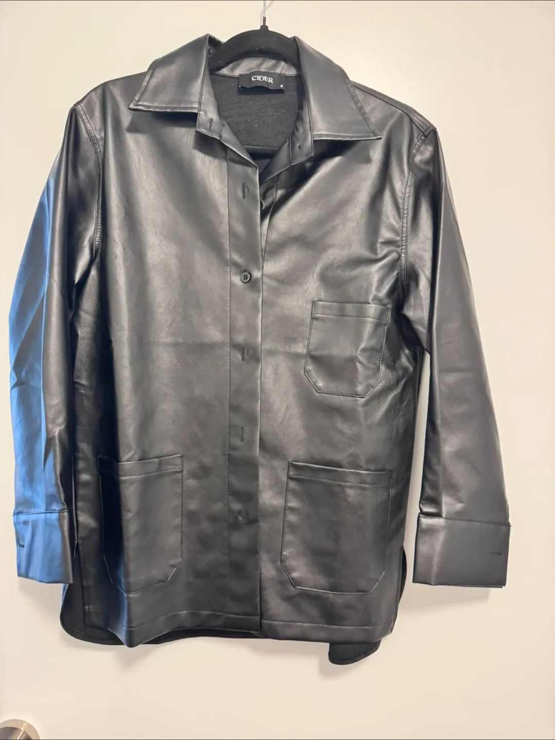 Cider Black Faux Leather Shirt - Size S thumbnail