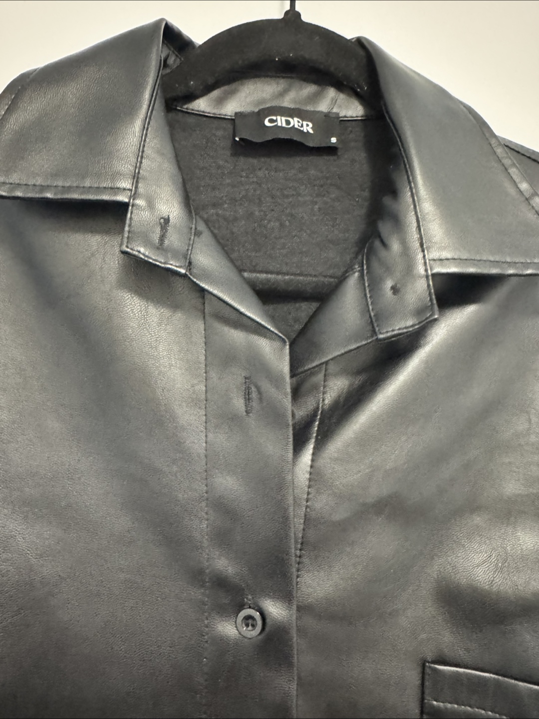 Cider Black Faux Leather Shirt - Size S - photo 2