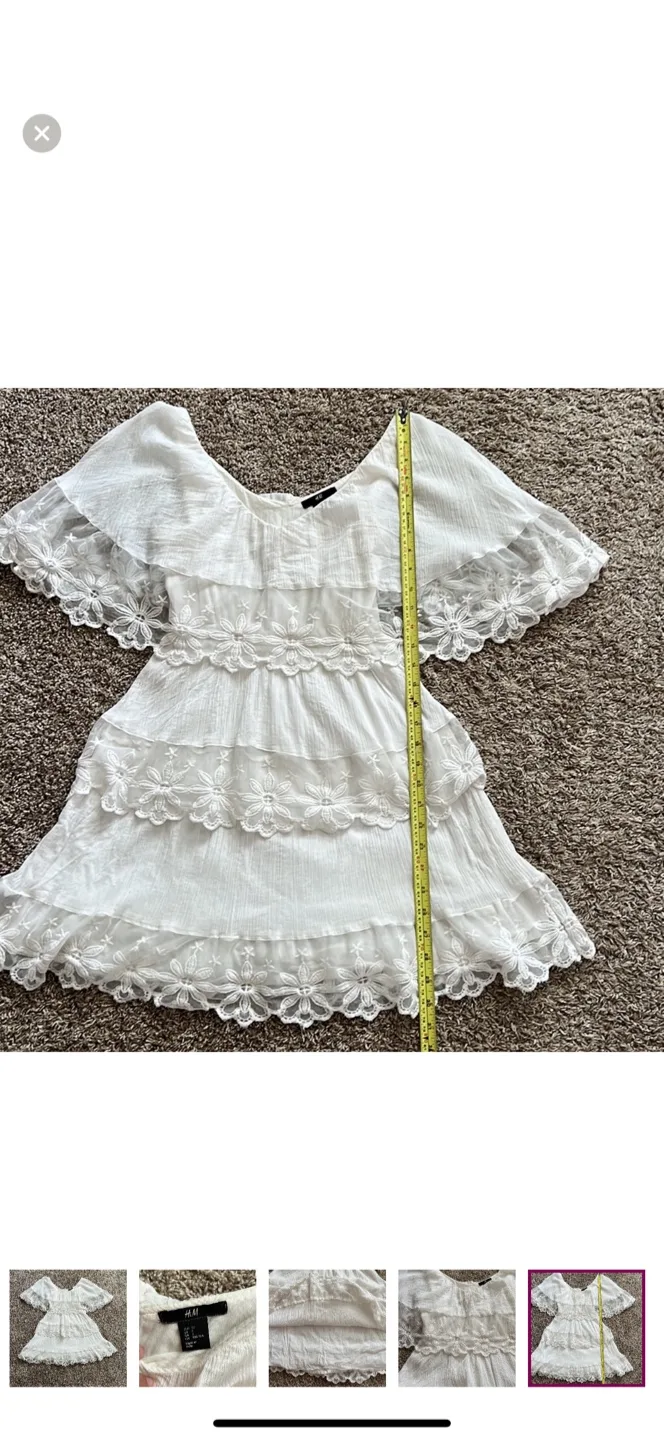 H&M White Tiered Dress - Size 2 image indicator(3)