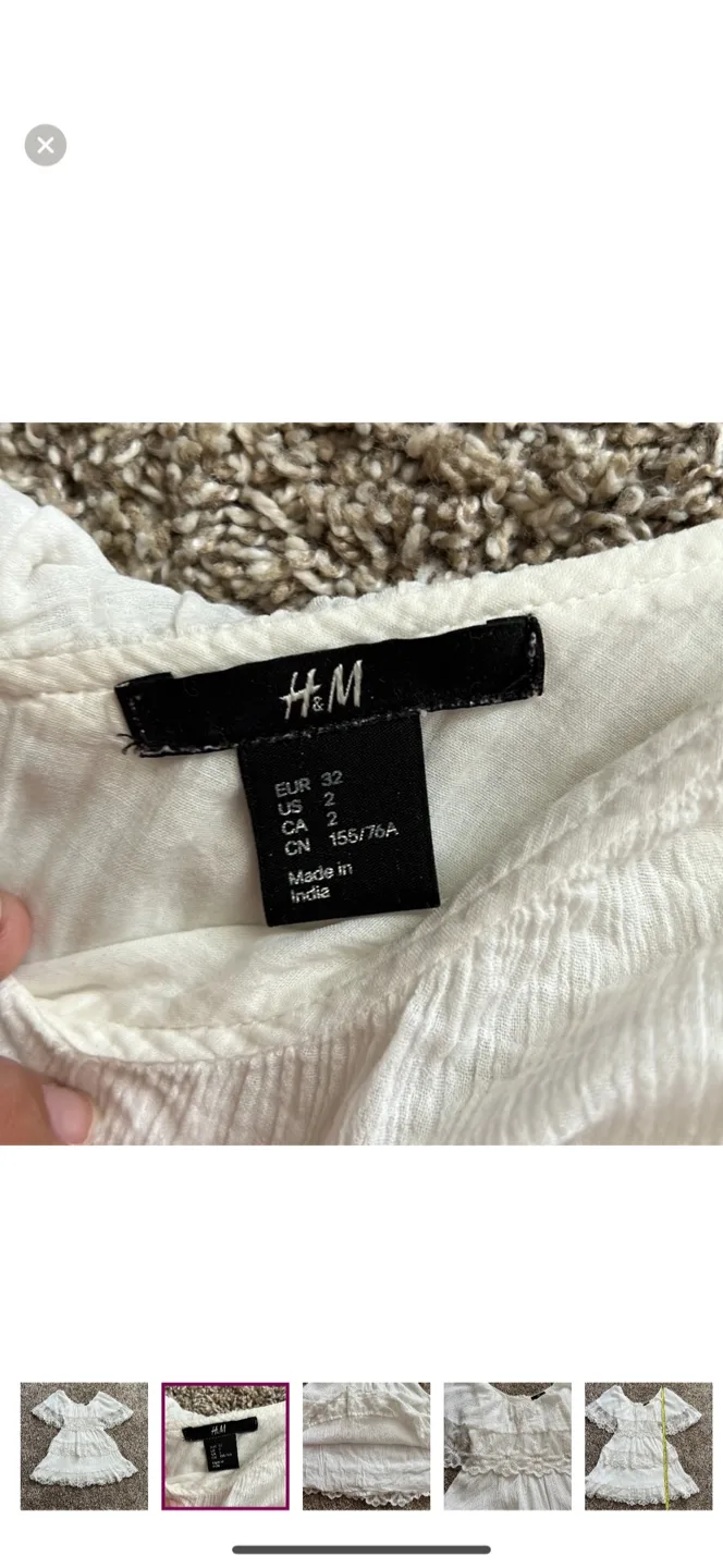 H&M White Tiered Dress - Size 2 image indicator(6)