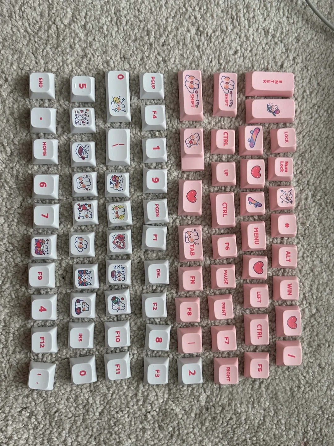 CUSTOM Cute Pink & White misc Keycaps image indicator(2)