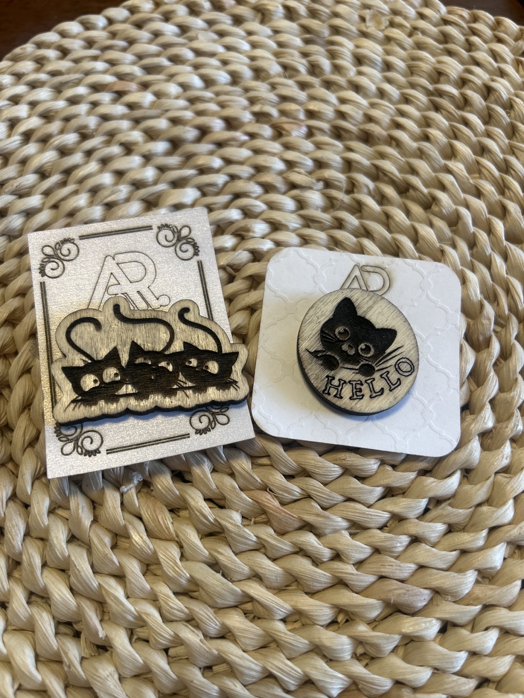 Handmade Cat fridge magnet- Set of 2