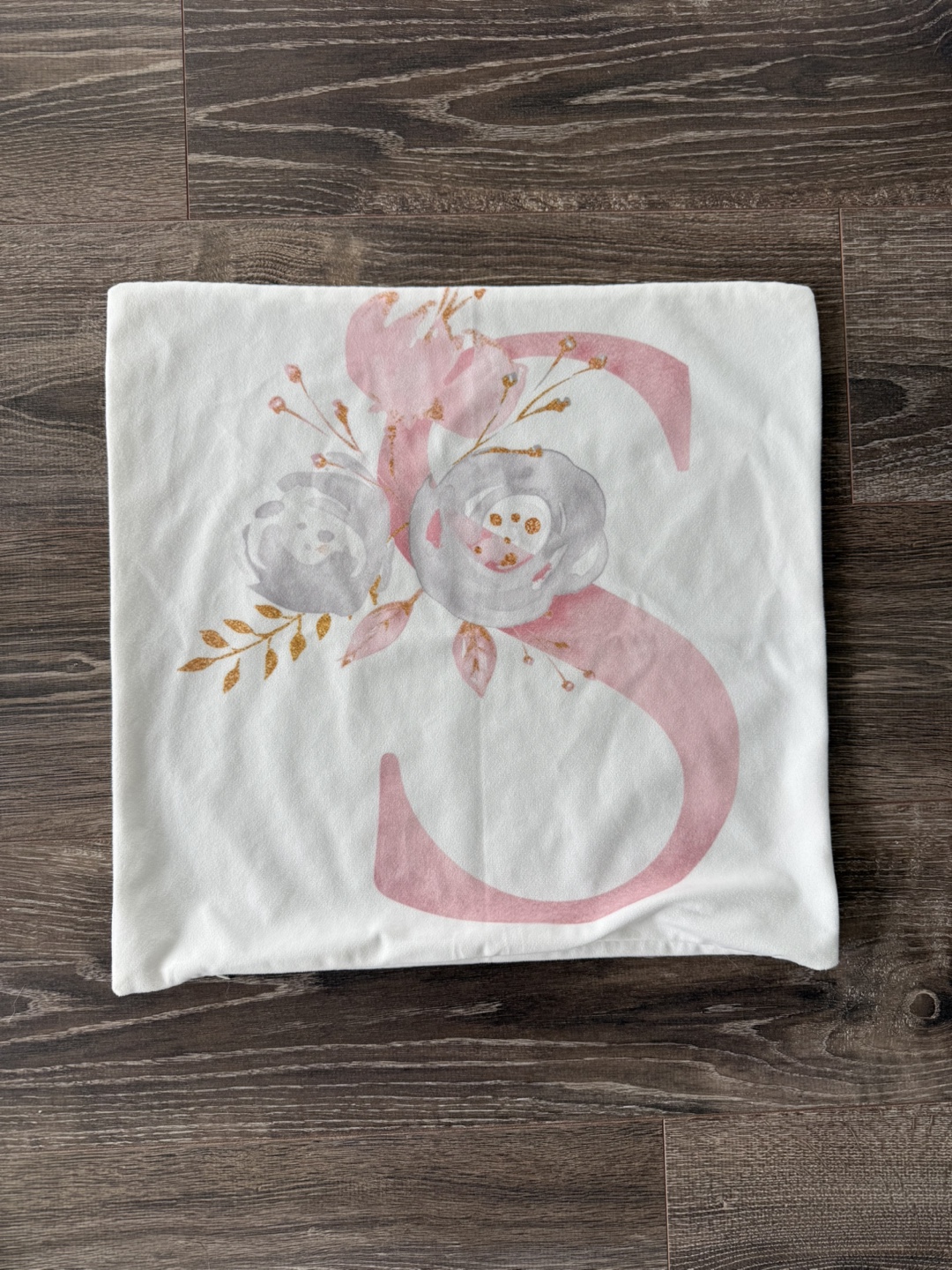 Decorative Pillowcase with Floral Letter S