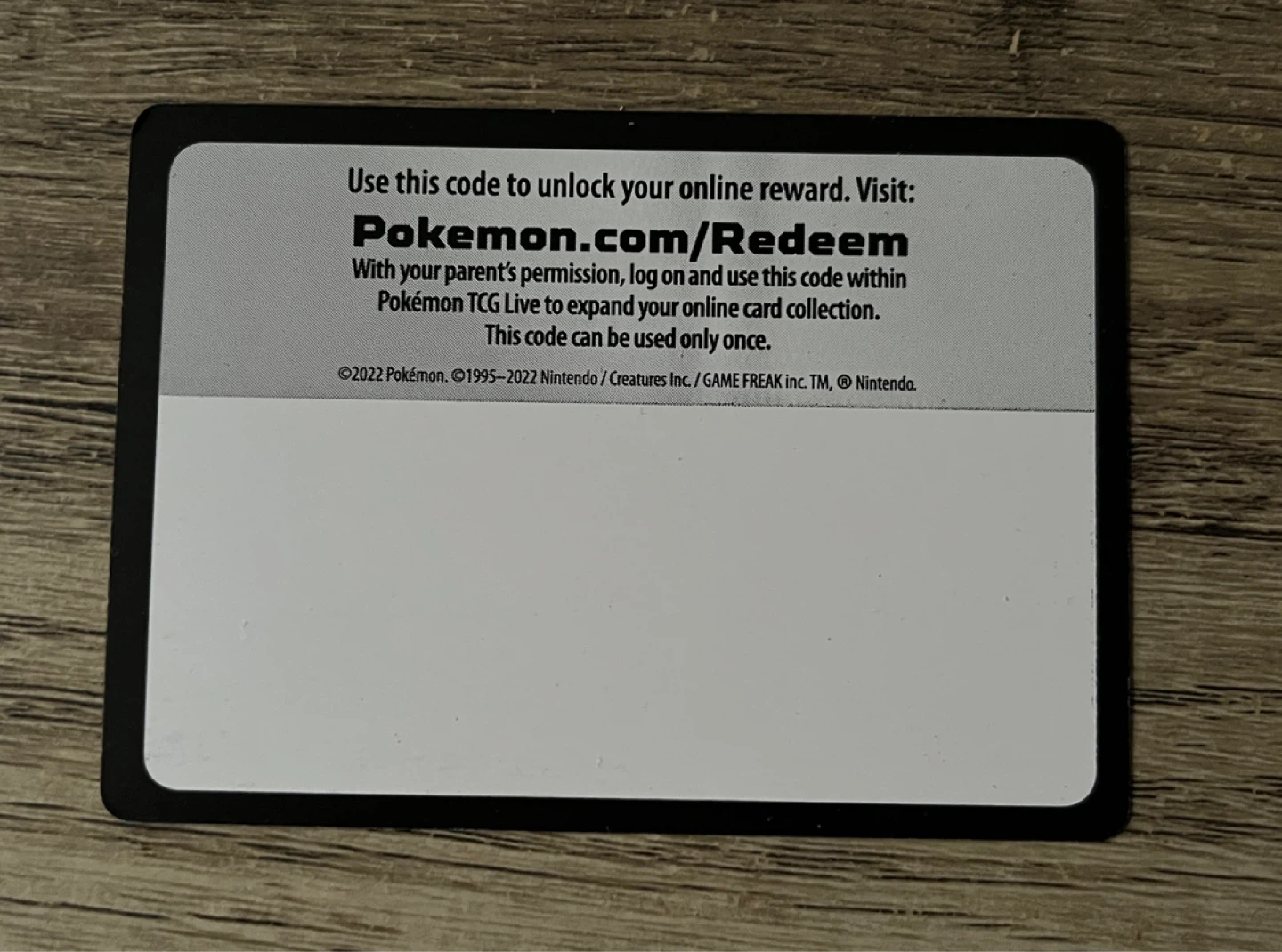 Pokemon Blank TCG Live Code Card