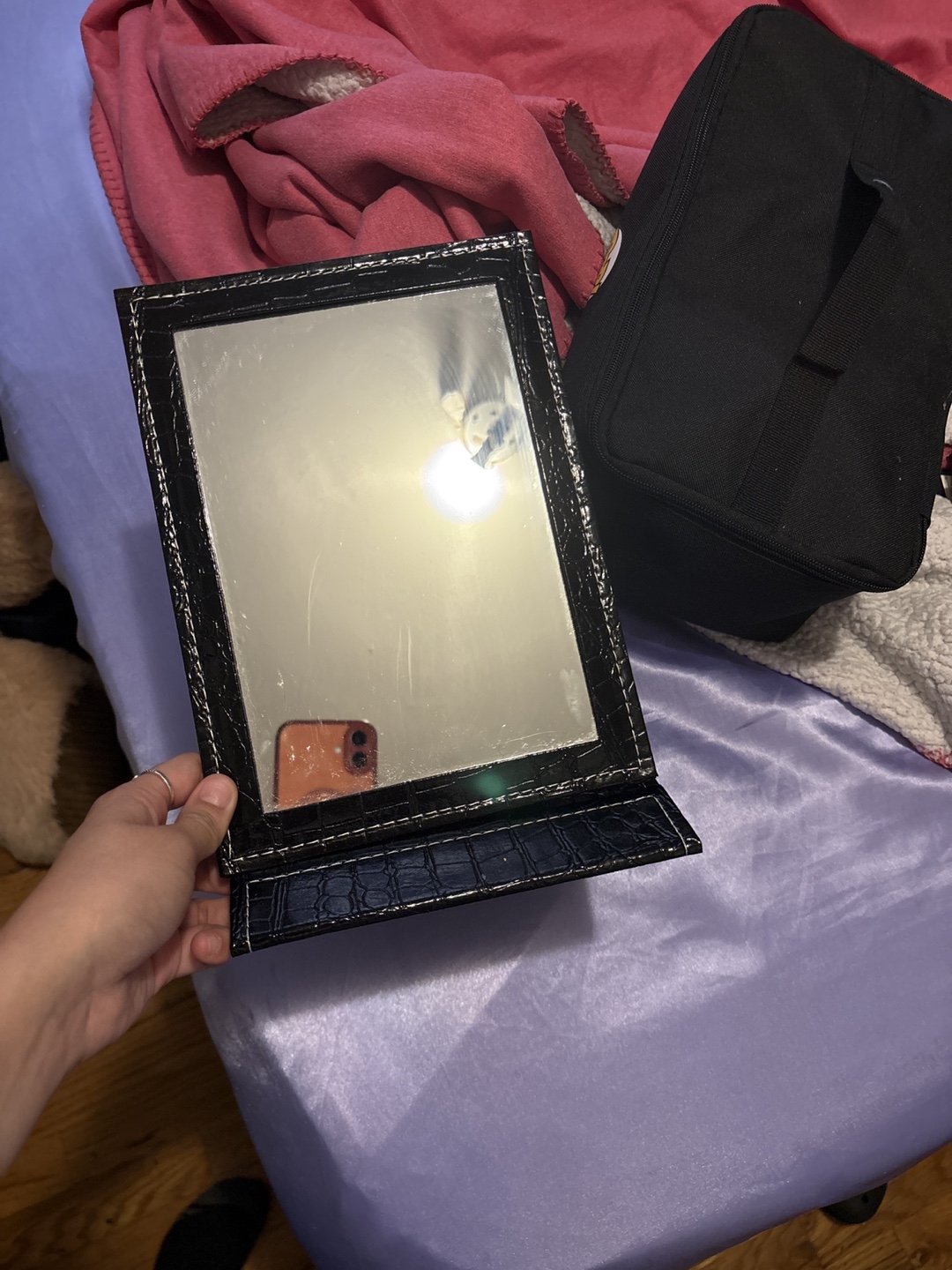 Black Crocodile Print Folding Mirror - photo 3