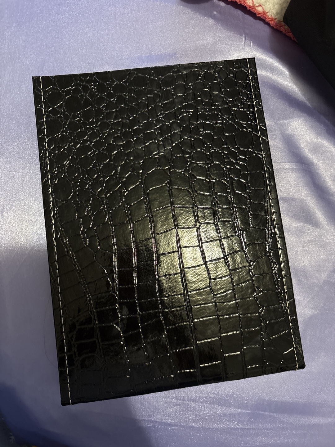 Black Crocodile Print Folding Mirror