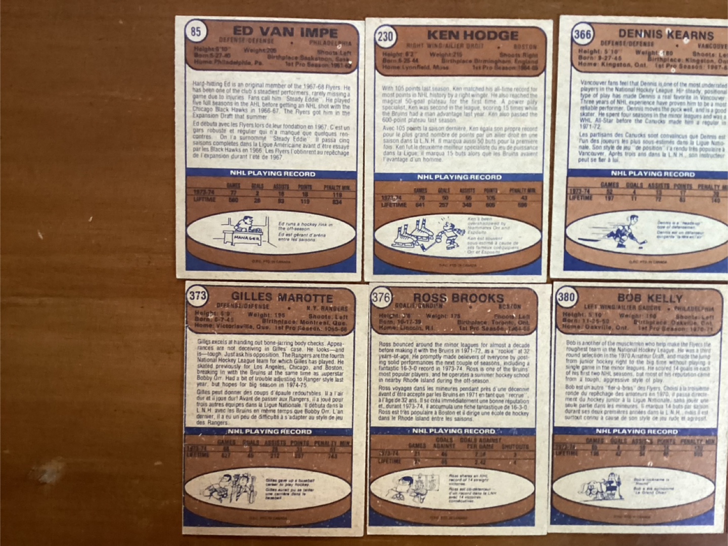 8. 1974-75 OPC NHL Cards #’s85,230,366,367,373,376,380,392 - photo 5