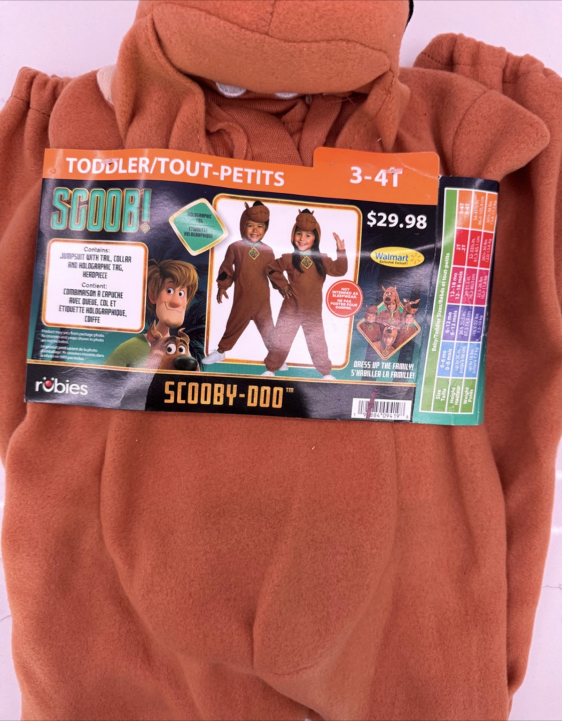 HALLOWEEN COSTUME- TODDLER 3-4T SCOOBY-DOO