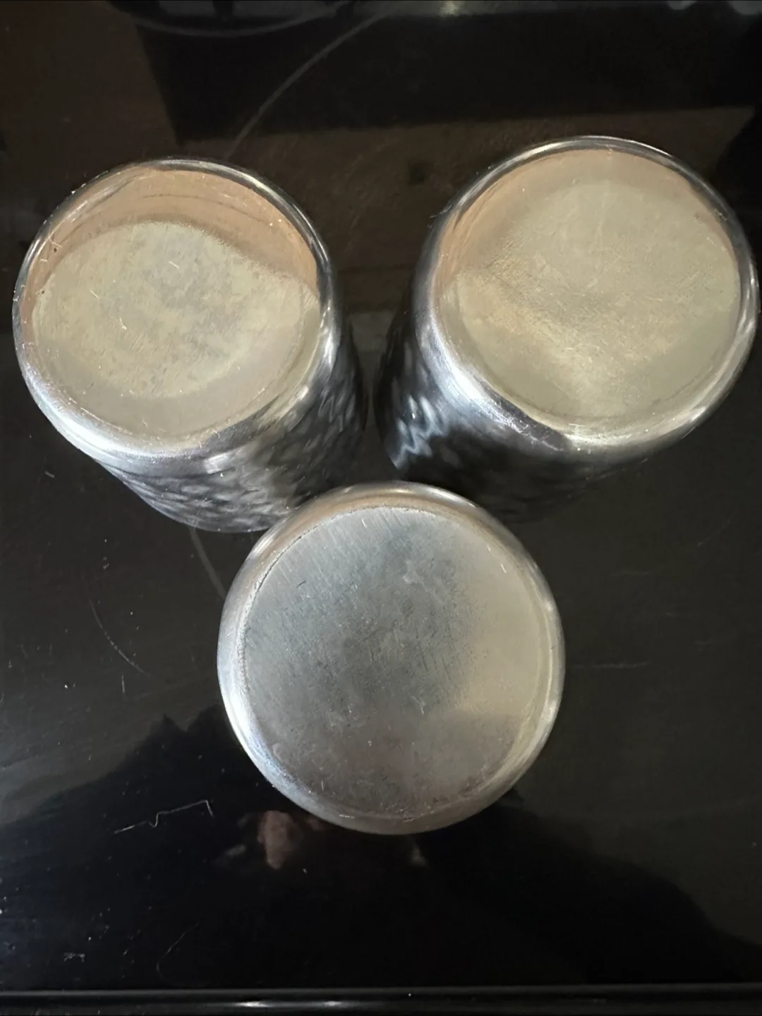 Set of 3 Hammered Stainless Steel Cups image indicator(3)