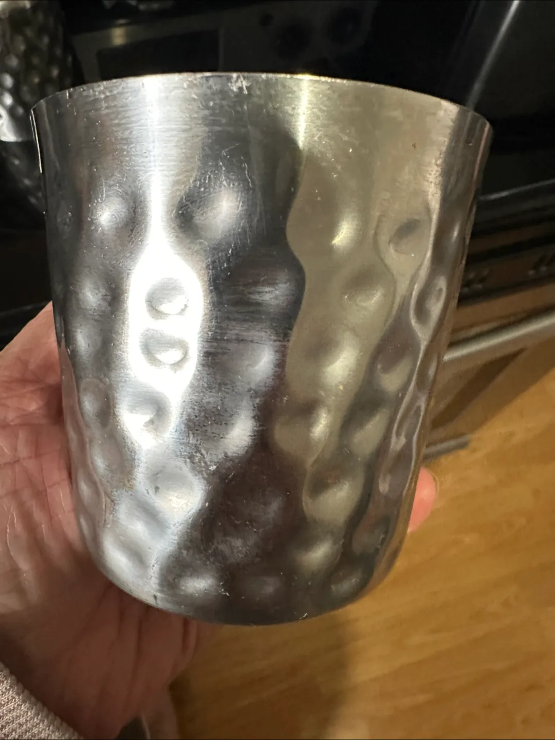 Set of 3 Hammered Stainless Steel Cups image indicator(4)