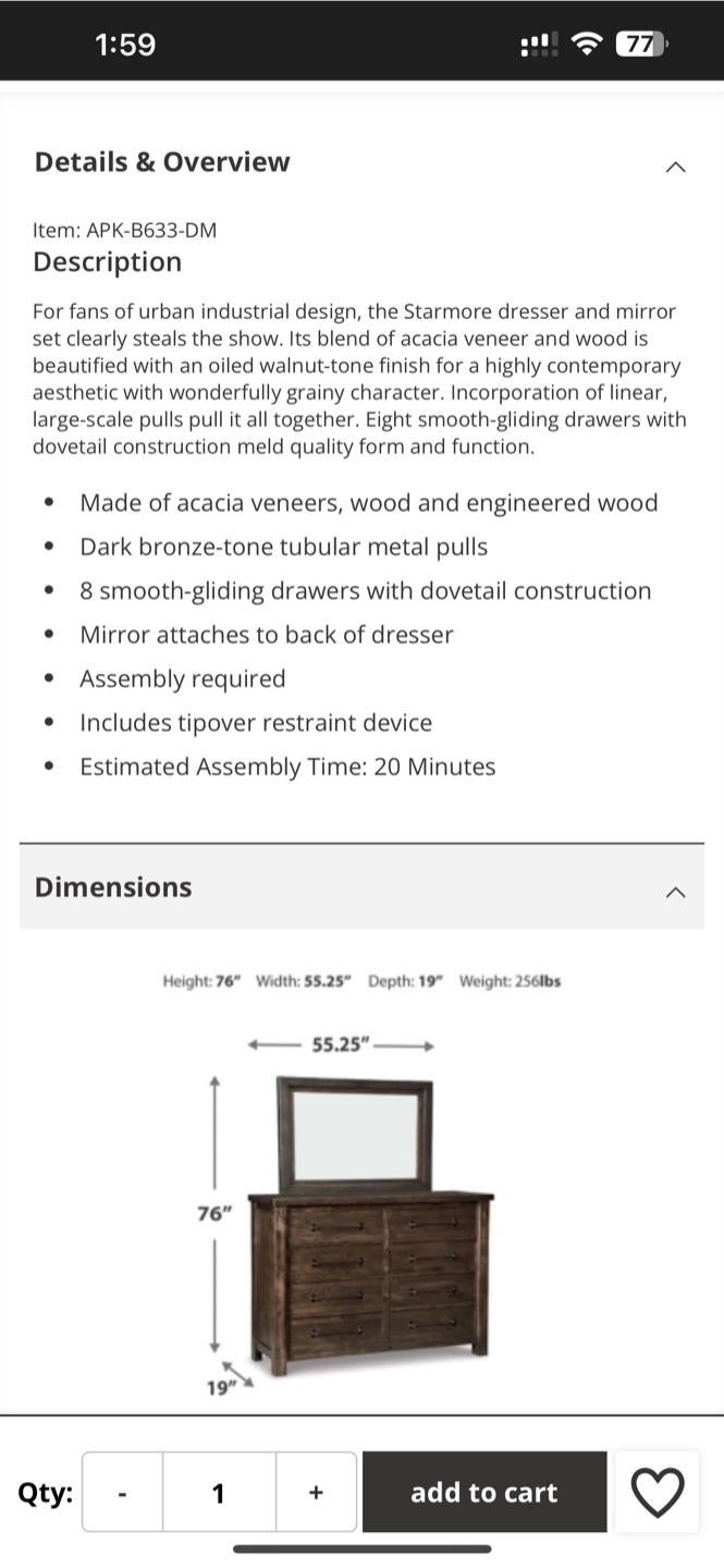 Starmore 8-Drawer Dresser with Mirror - Brown - photo 2