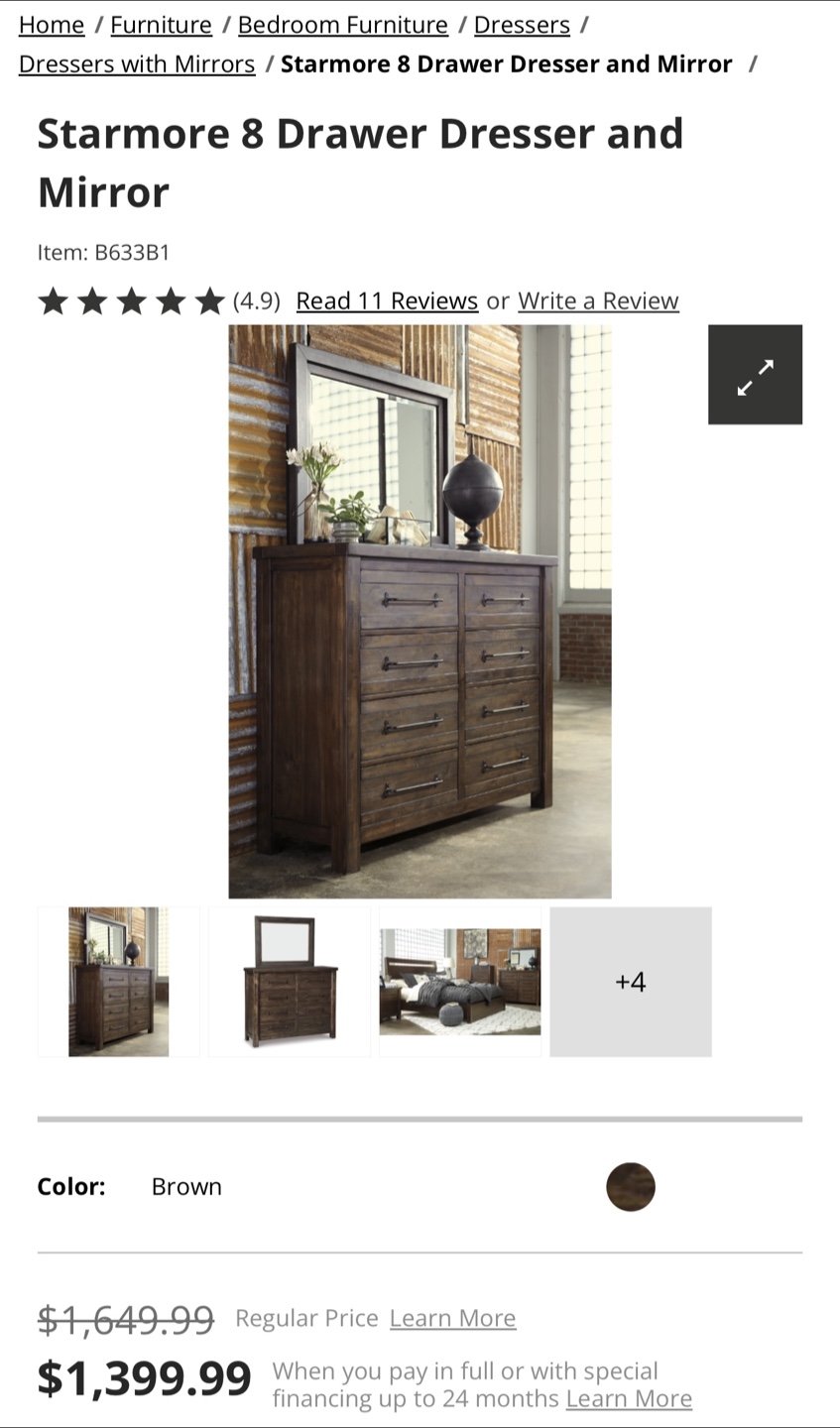 Starmore 8-Drawer Dresser with Mirror - Brown