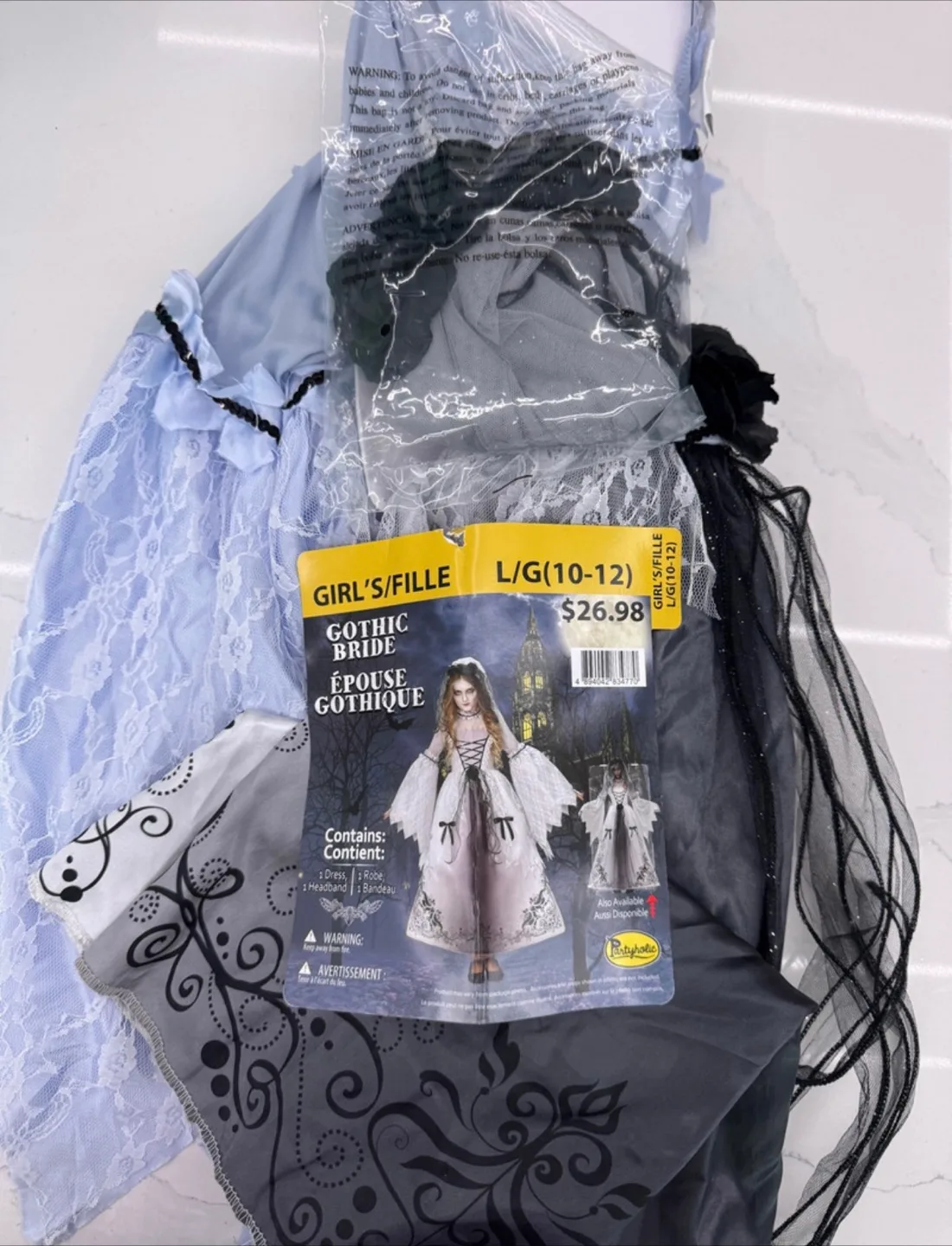 HALLOWEEN COSTUME- GIRLS GOTHIC BRIDE- LG thumbnail