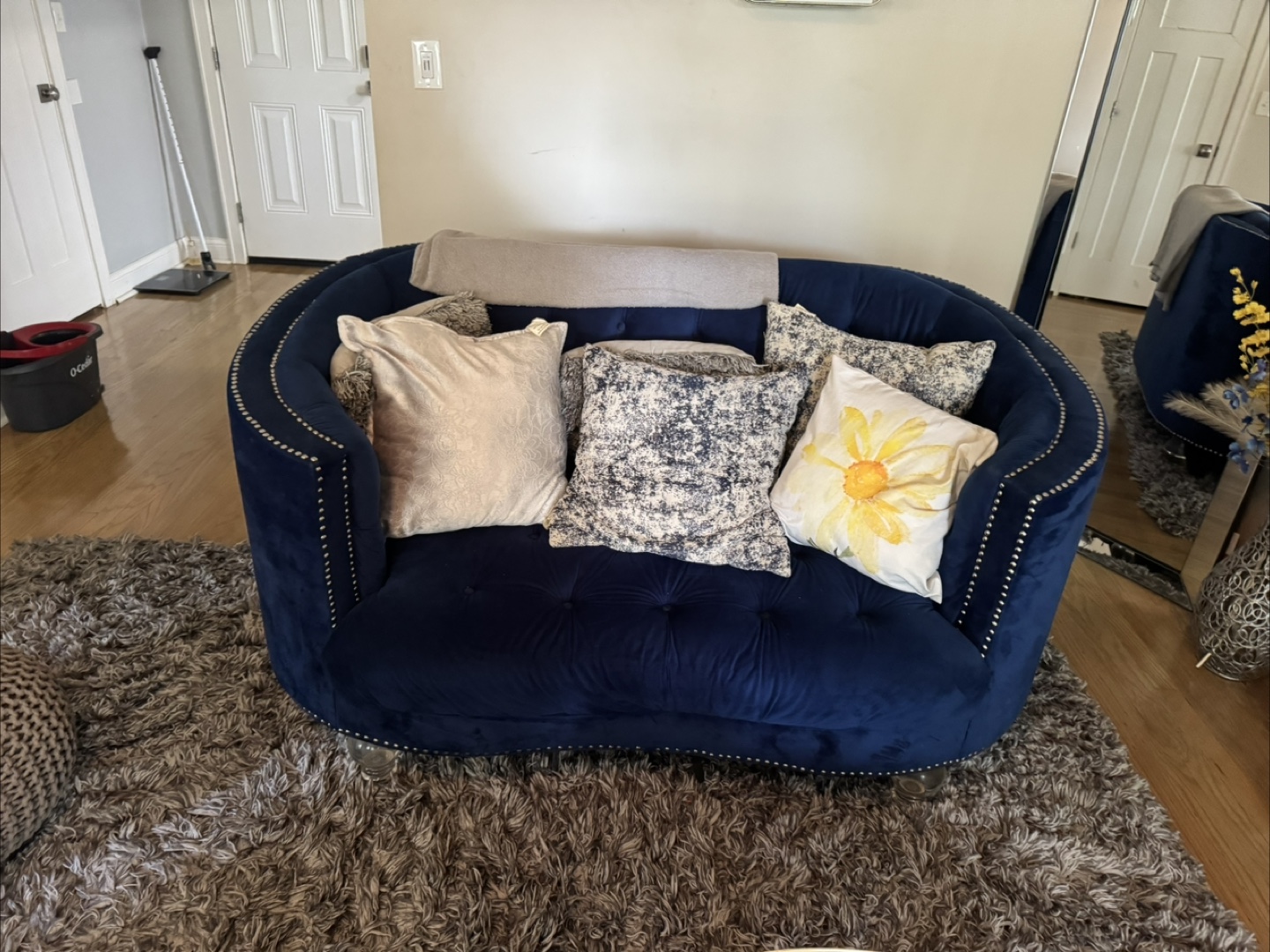 Blue Velvet Loveseat - Like New! - photo 3