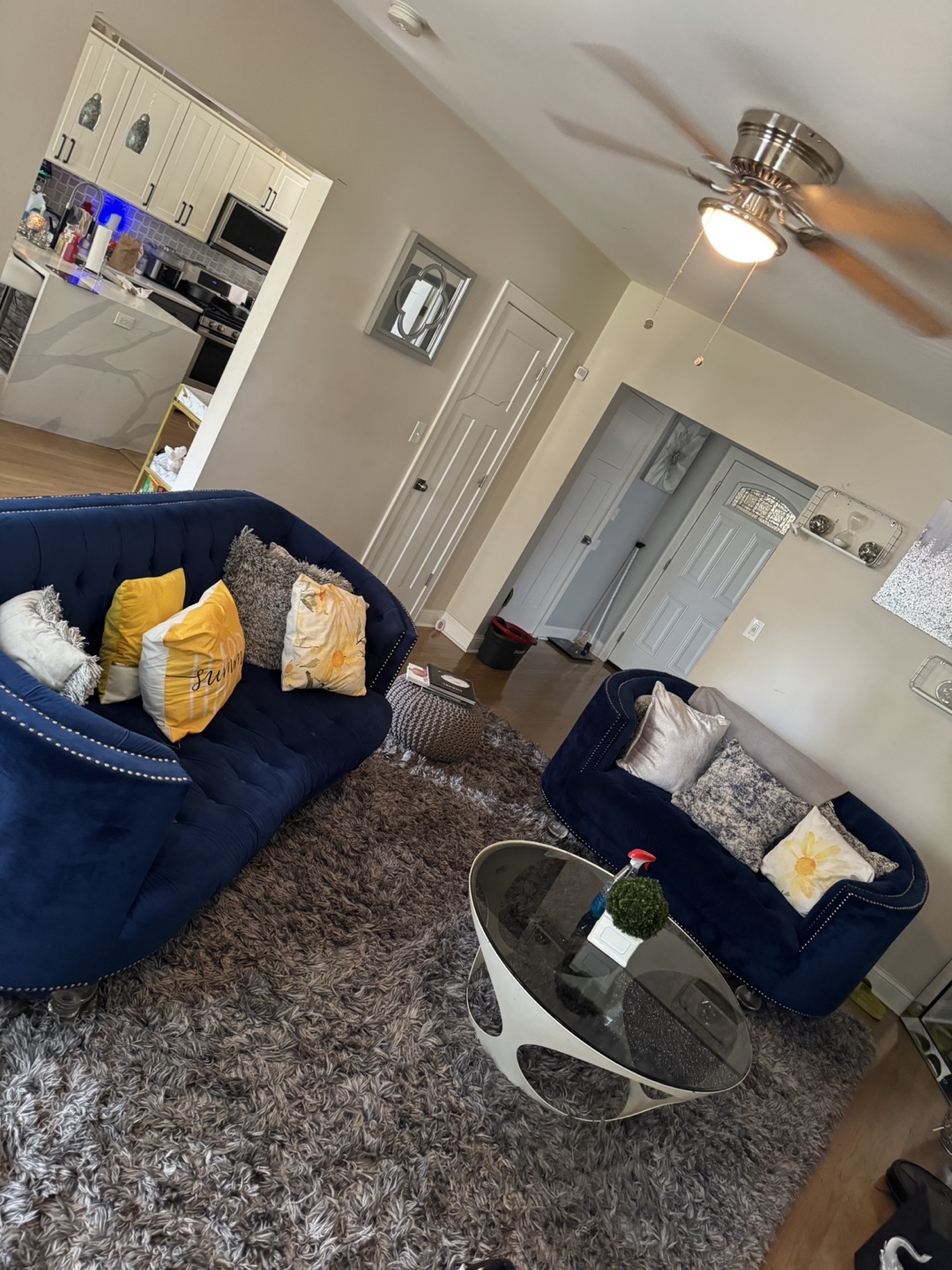 Blue Velvet Loveseat - Like New!