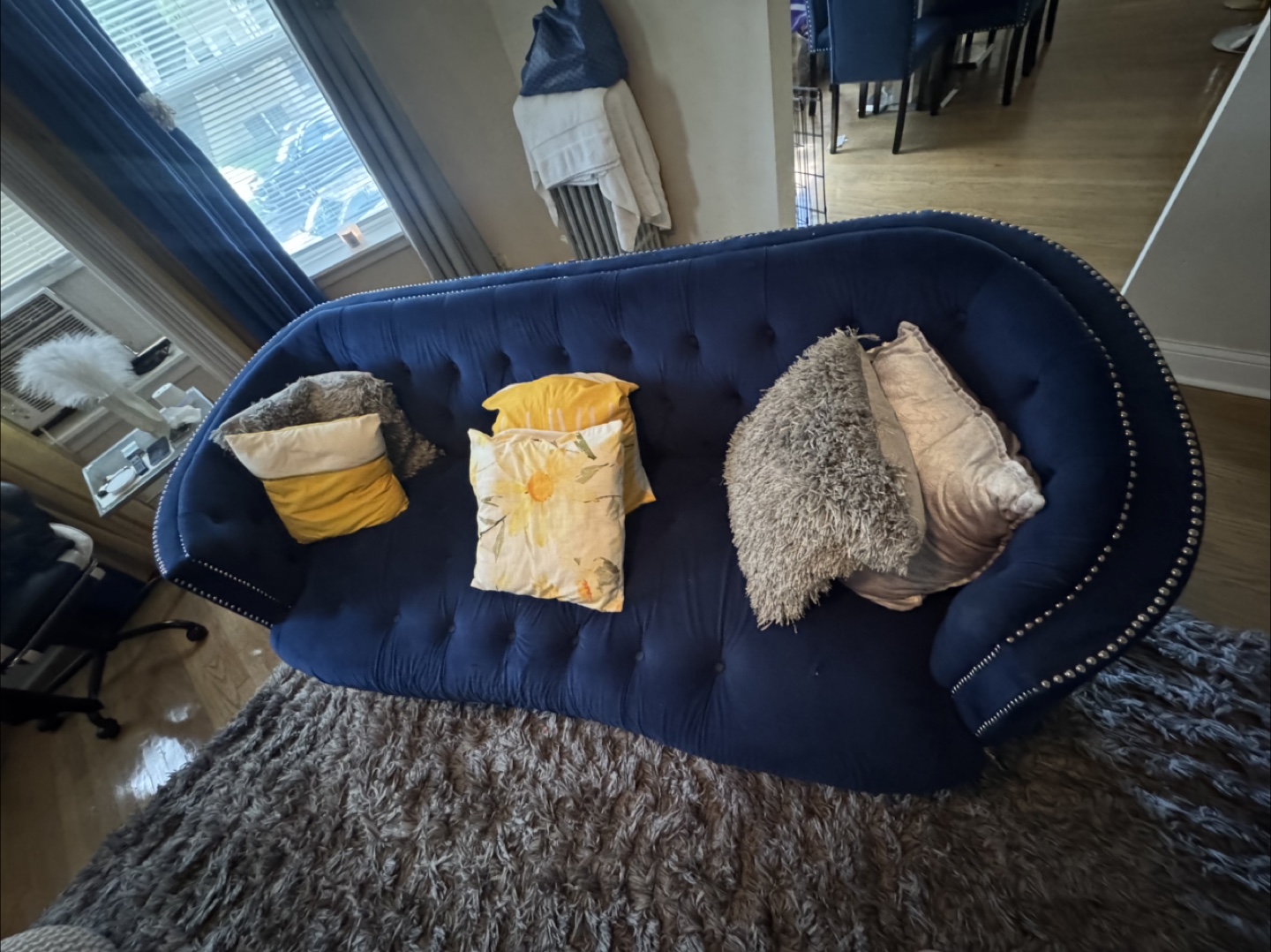 Blue Velvet Loveseat - Like New! - photo 4