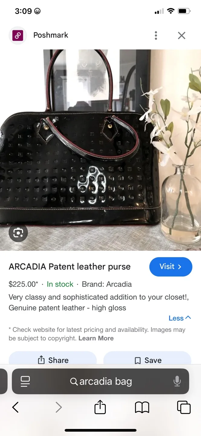 Arcadia Black Patent Leather Handbag image indicator(8)