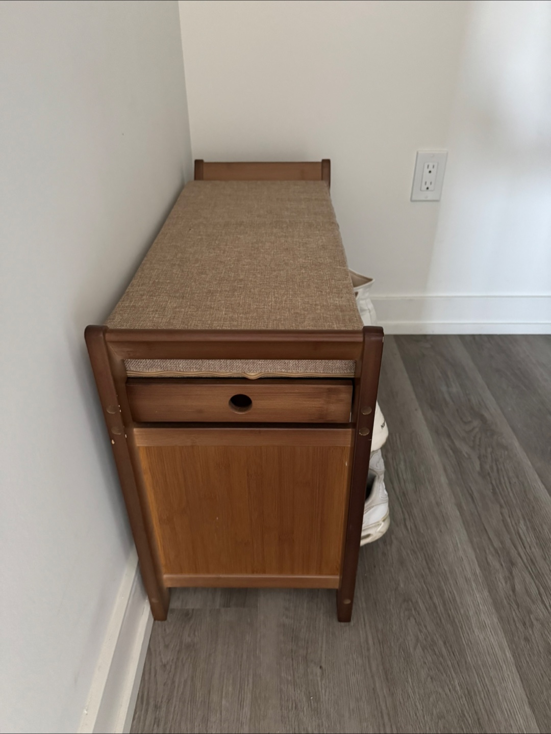 Wooden Entryway Bench with Shoe Storage - photo 2