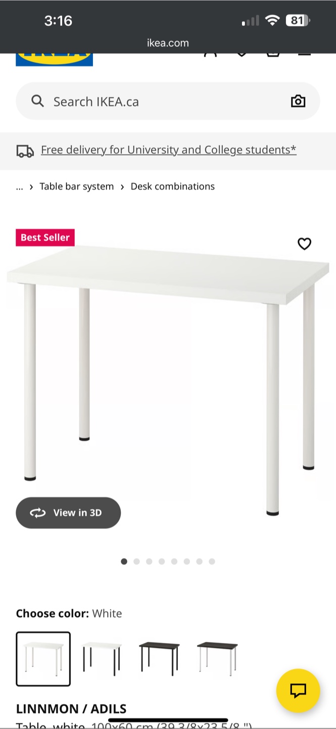 IKEA LINNMON / ADILS White Table 100x60cm - photo 2