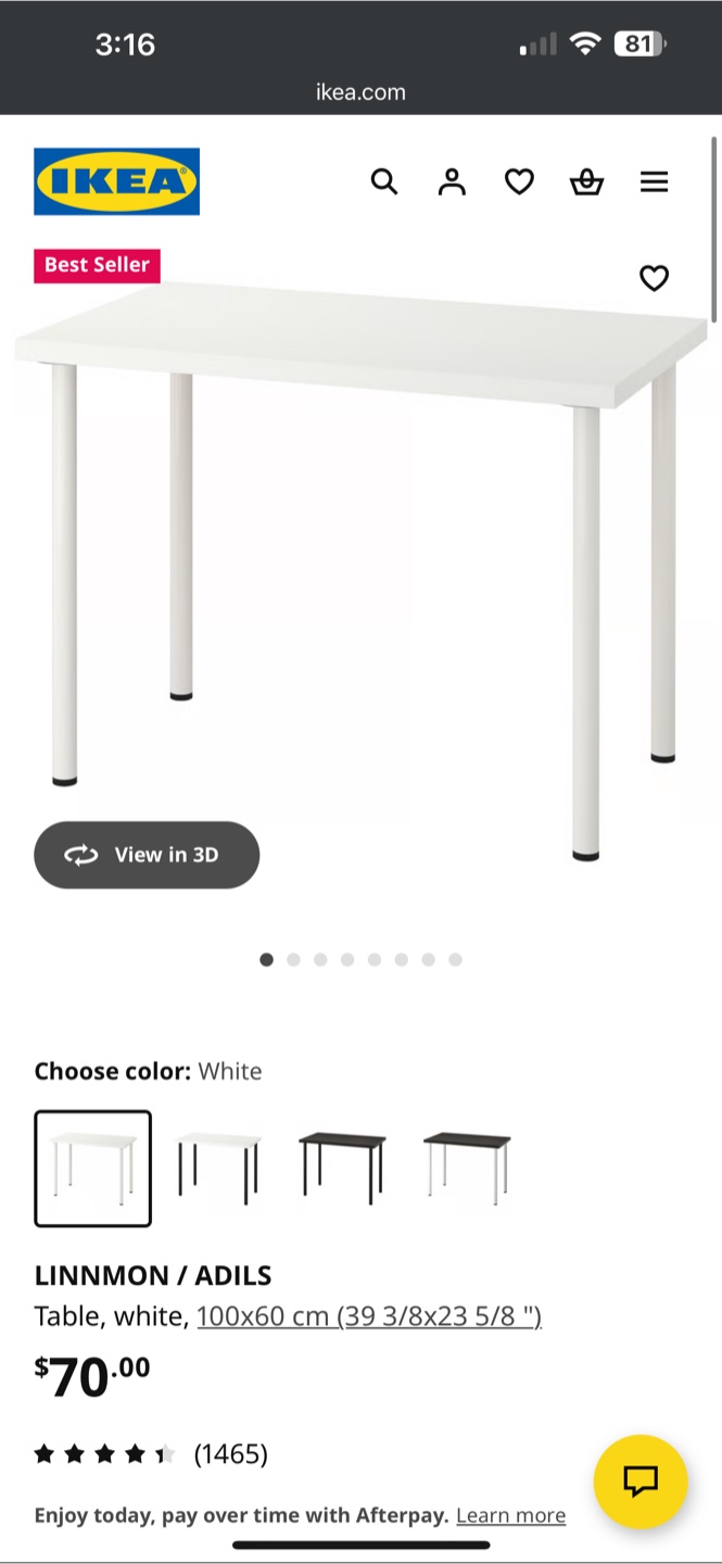 IKEA LINNMON / ADILS White Table 100x60cm
