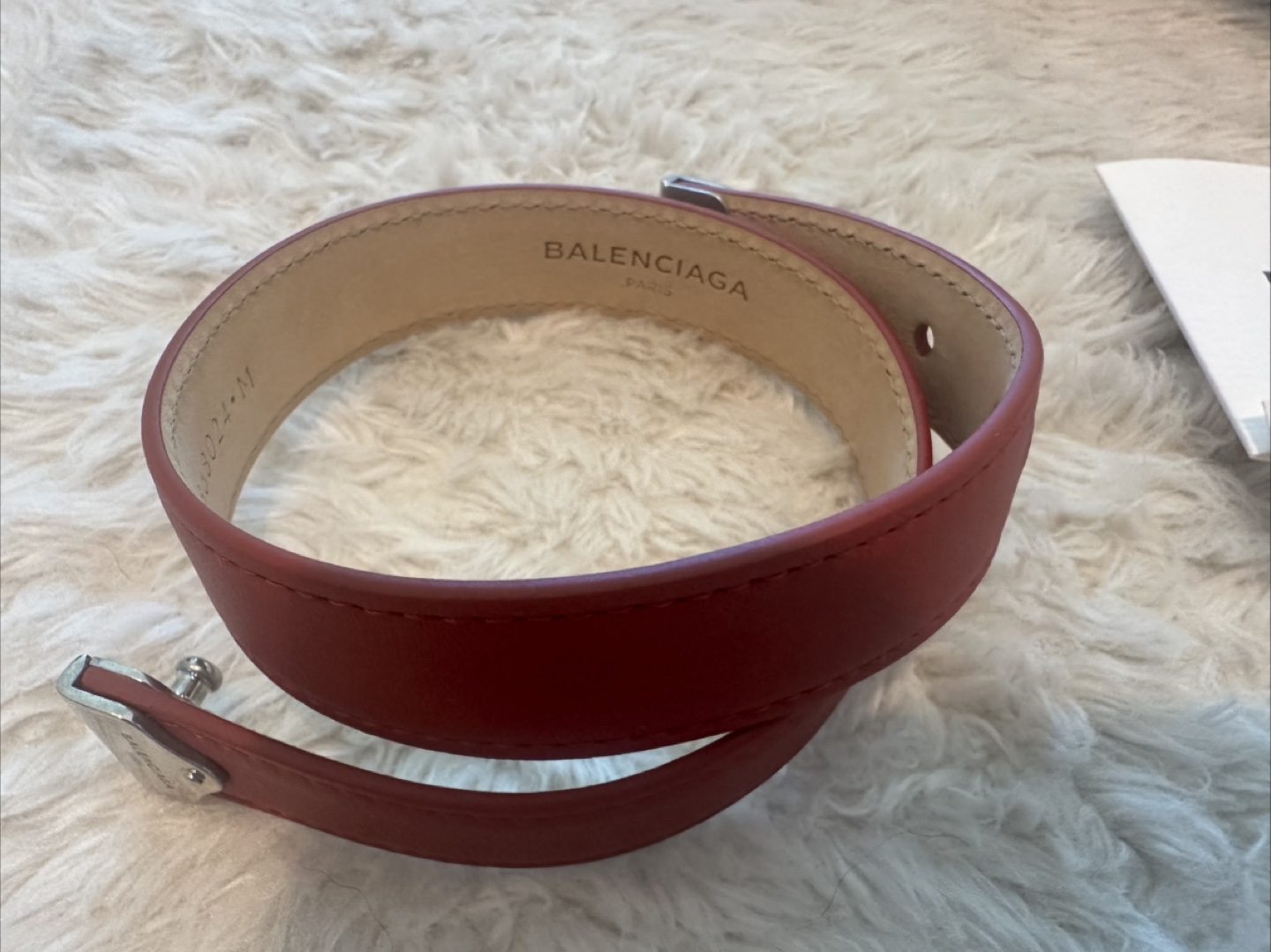 Balenciaga Red Leather Bracelet - Size M - photo 2