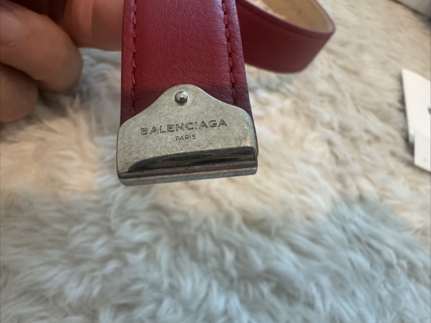 Balenciaga Red Leather Bracelet - Size M - photo 5