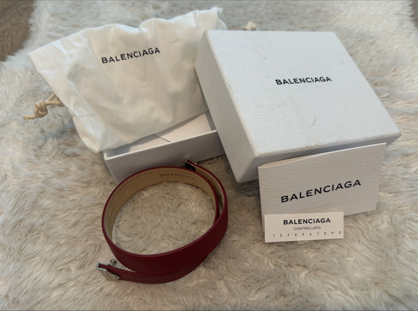 Balenciaga Red Leather Bracelet - Size M
