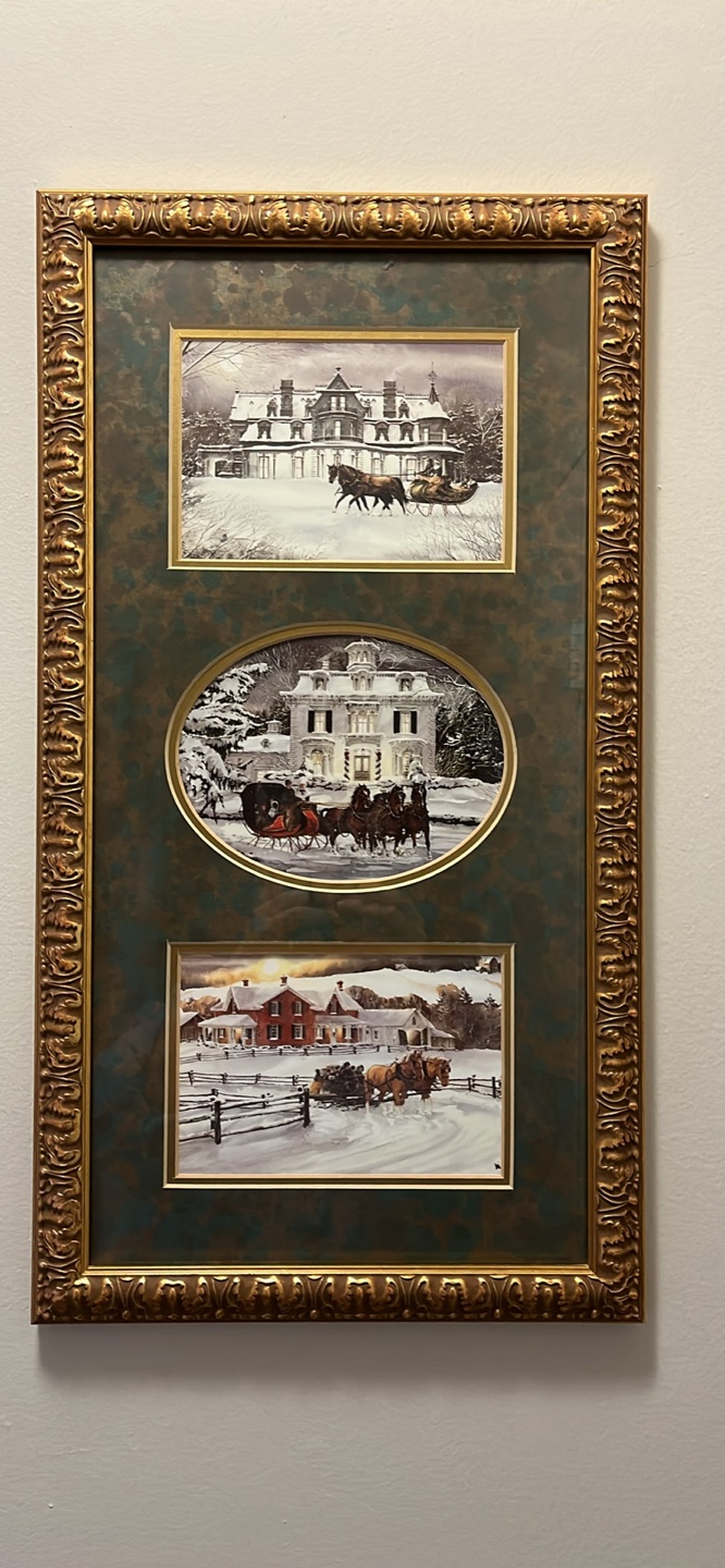 Framed Winter Sleigh Ride Art