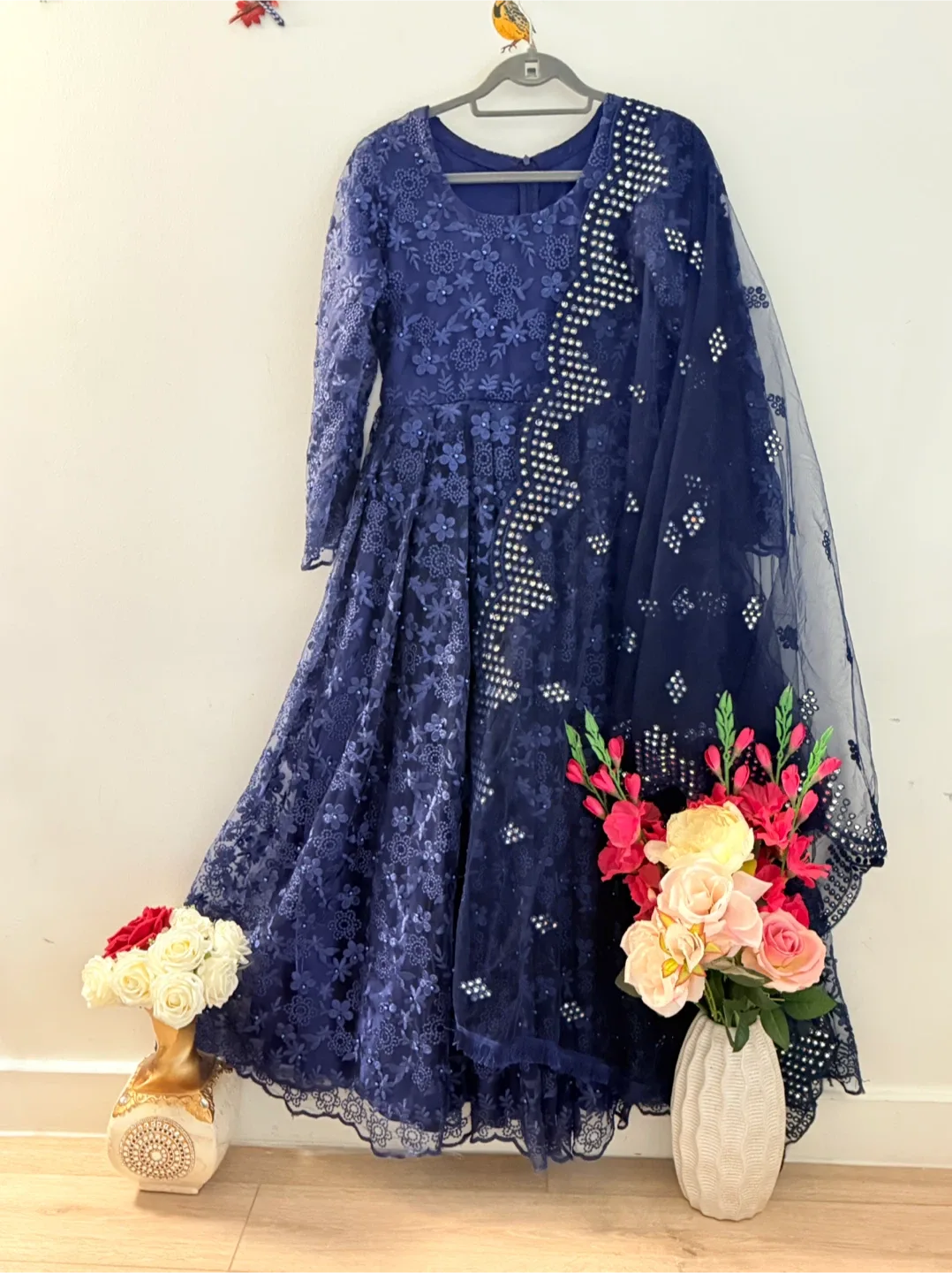 Navy Blue Embroidered Anarkali Dress thumbnail
