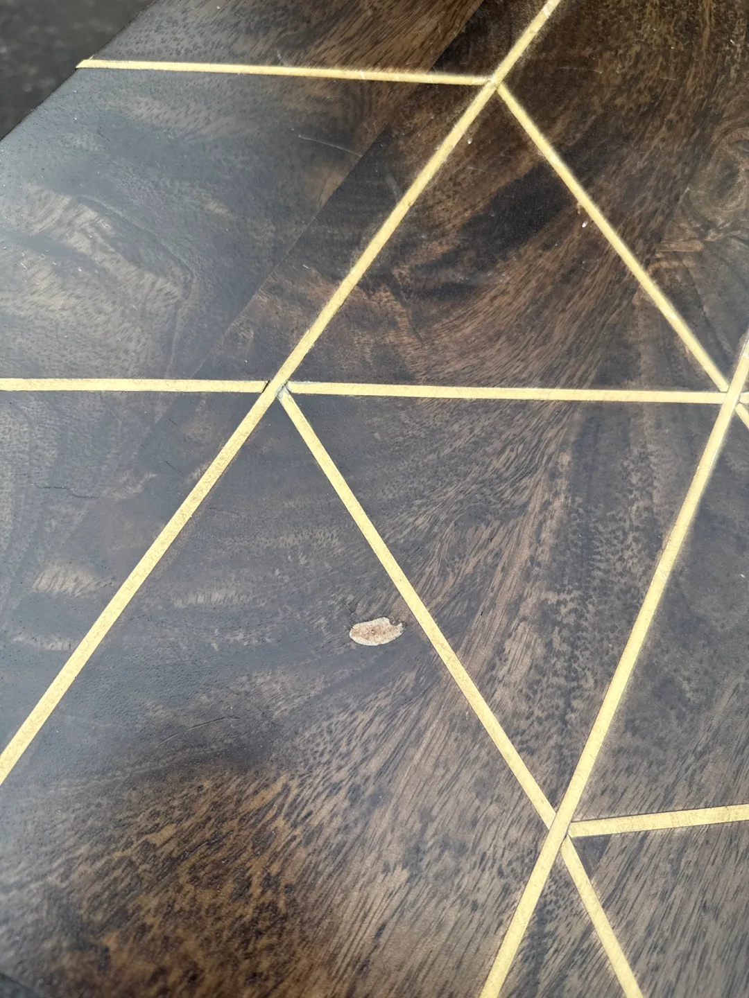 Wood Side Table with Geometric Design image indicator(2)