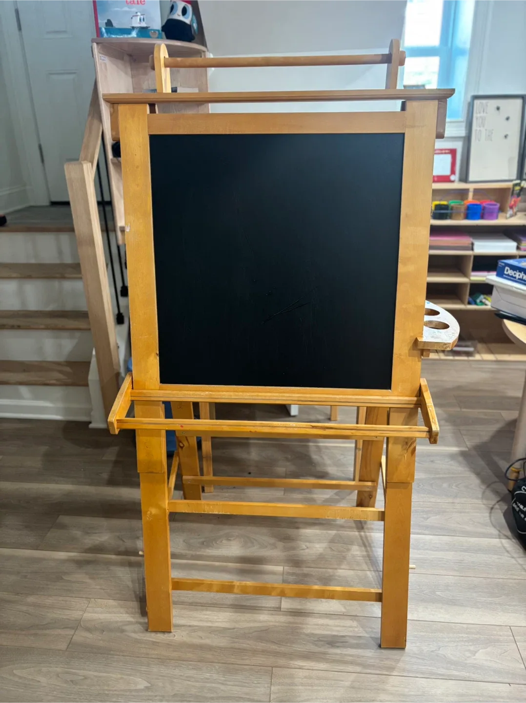 Wooden Art Easel with Chalkboard & Whiteboard image indicator(2)