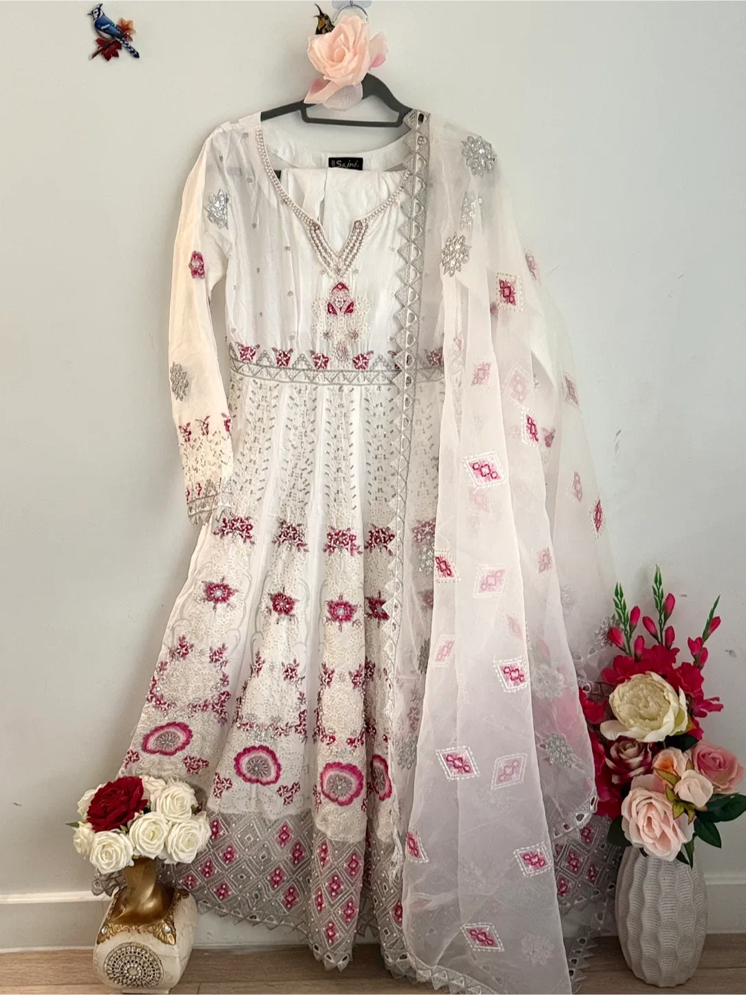 Sajni White Embroidered Anarkali Dress thumbnail