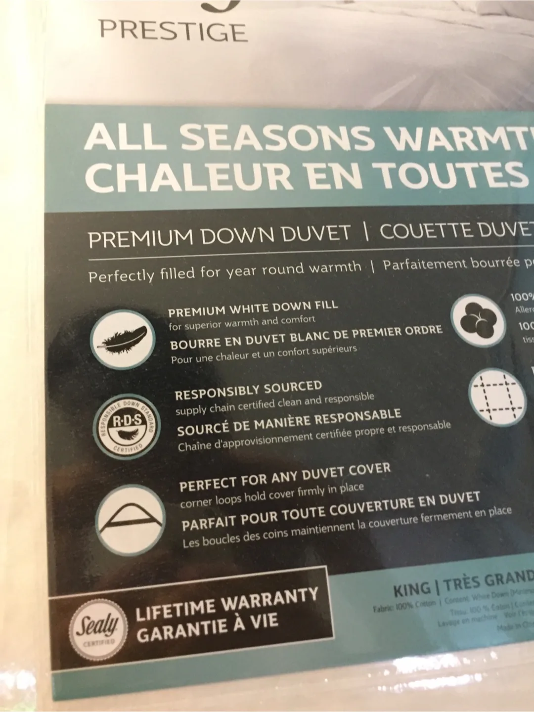 Sealy All Season 600 Fill Power Down Duvet image indicator(2)