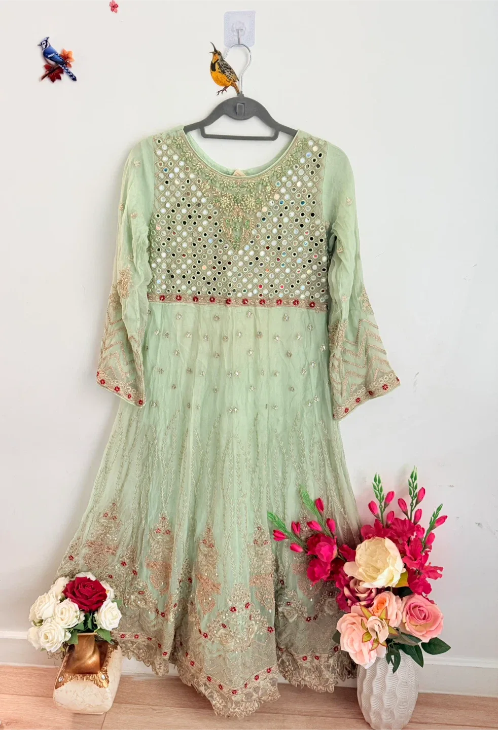 Green Embellished Dress image indicator(2)