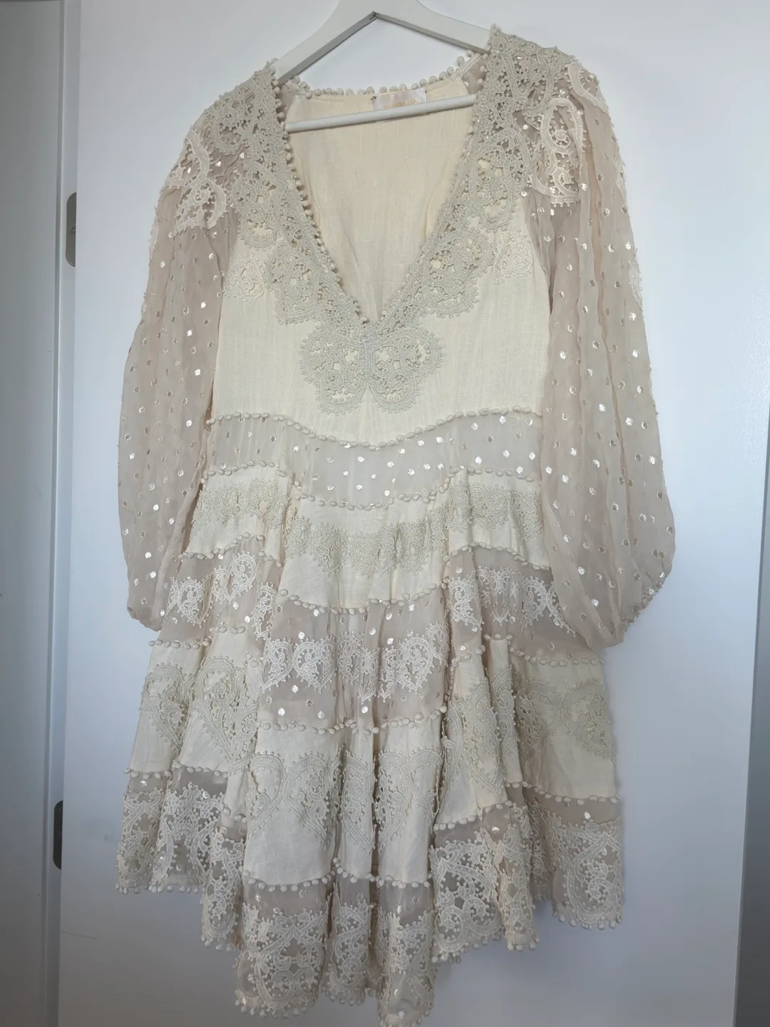 Lace Trimmed Tiered Mini Dress thumbnail