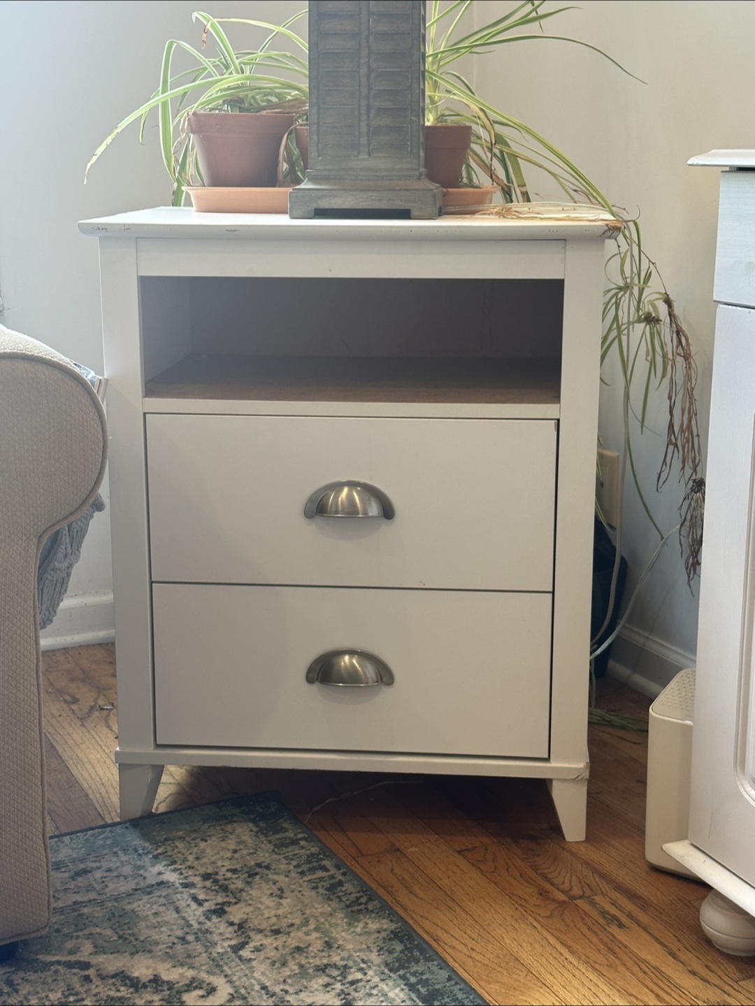 2 x White Two-Drawer Nightstand