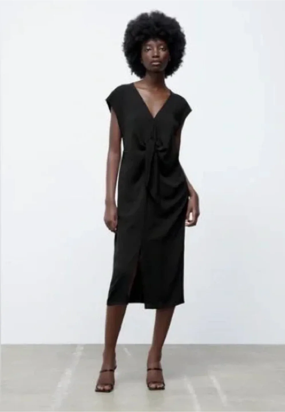 Zara Black Twist Knot Midi Dress image indicator(2)