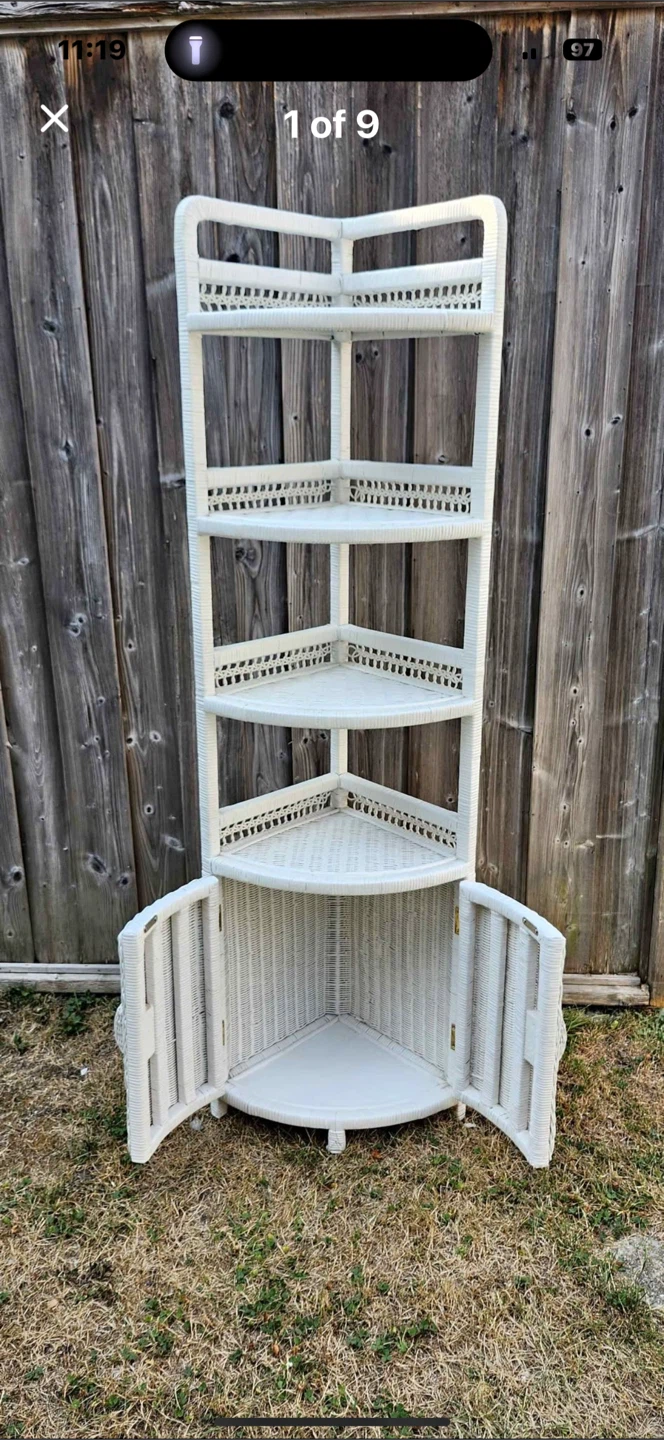 Wicker Corner Shelf Unit