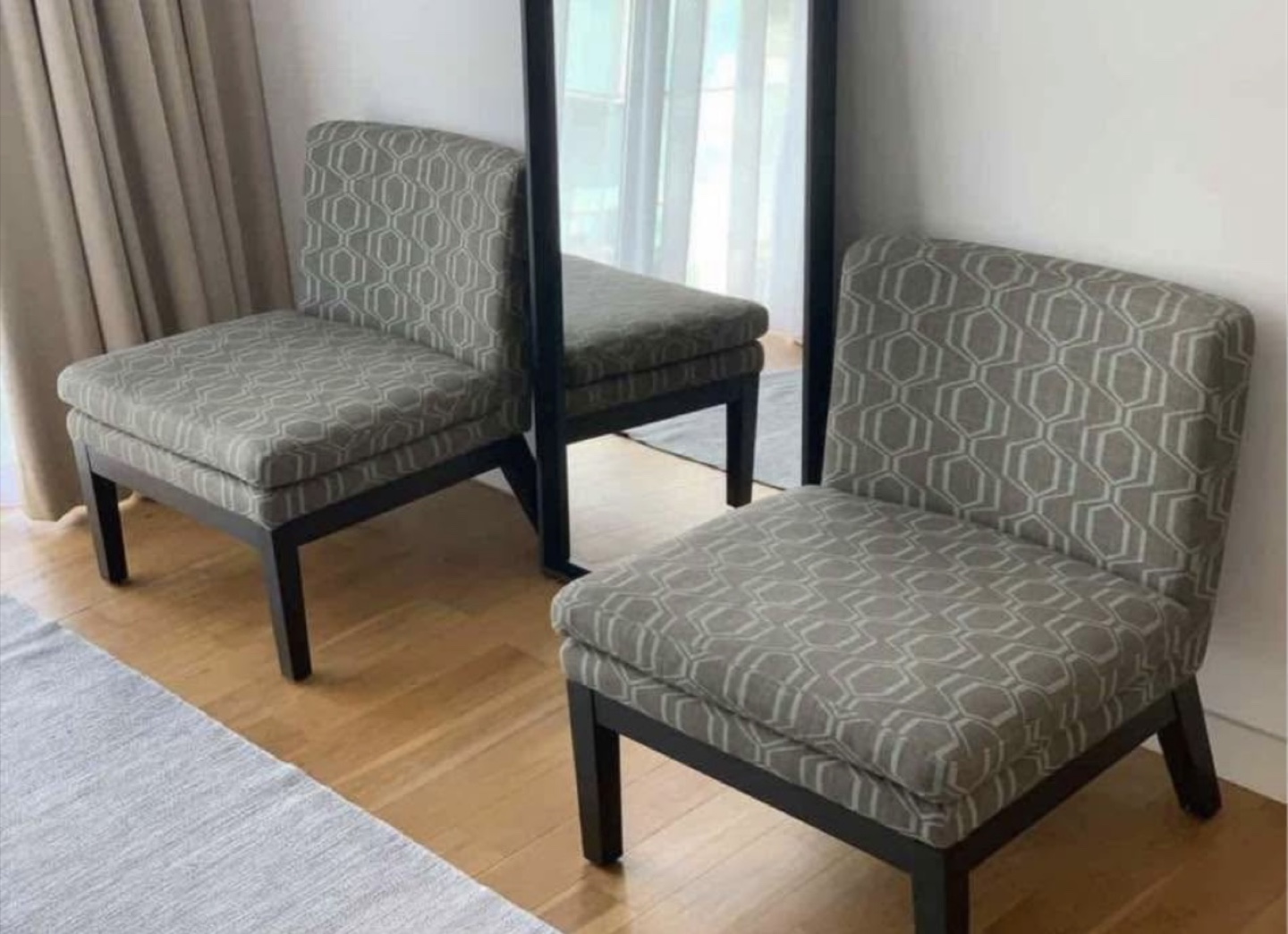 West Elm Upholstered Accent Chair - Gray Pattern