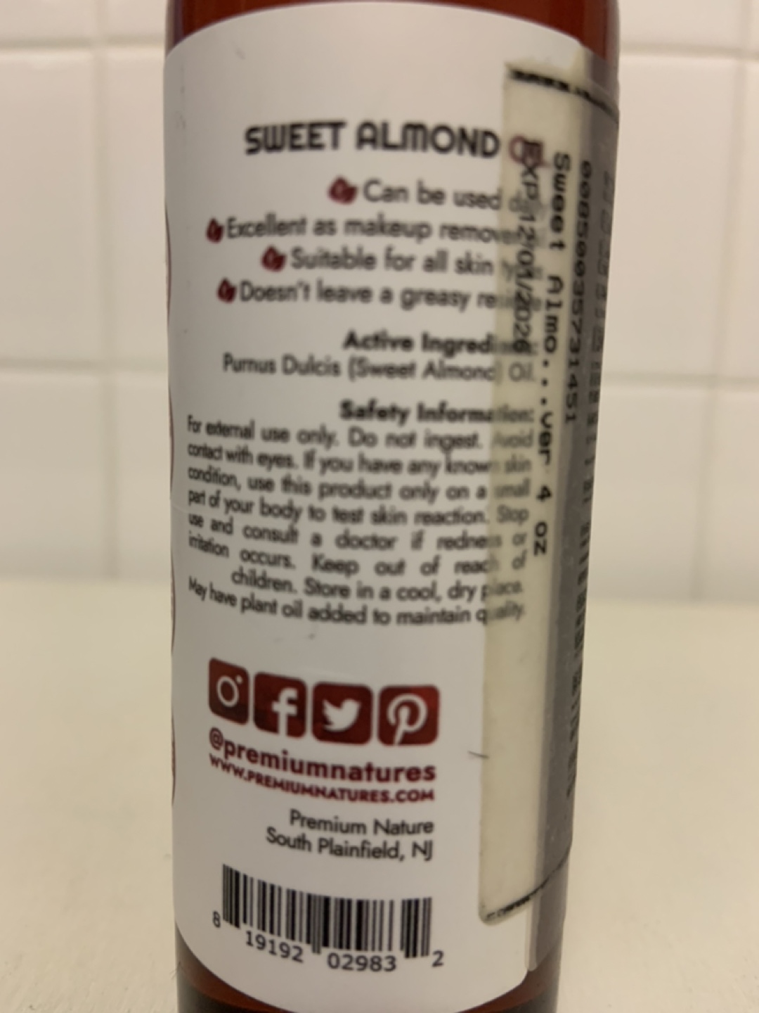 Premium Nature Sweet Almond Oil 4 oz #freecycle - photo 3