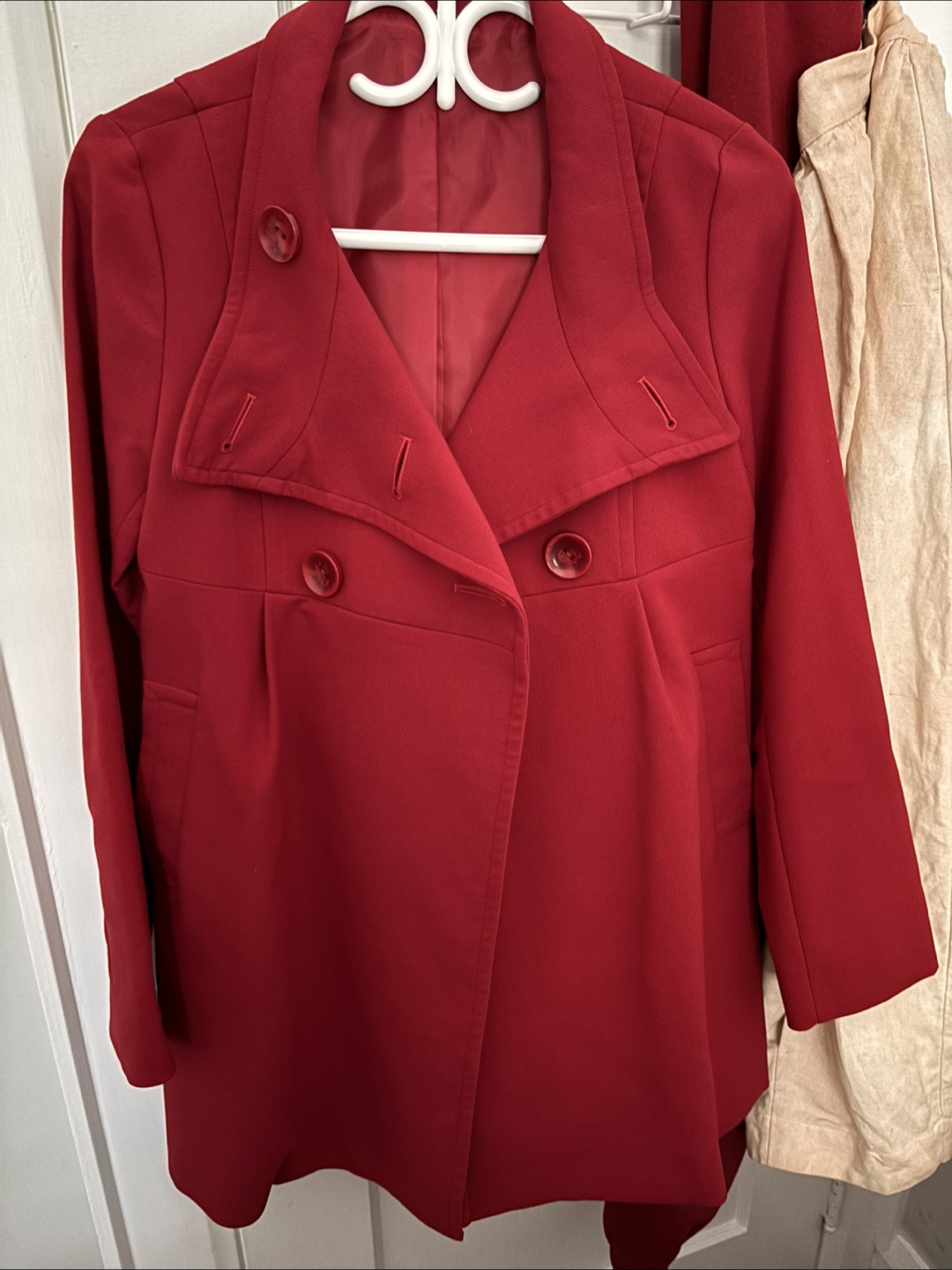 Red Button-Down Coat