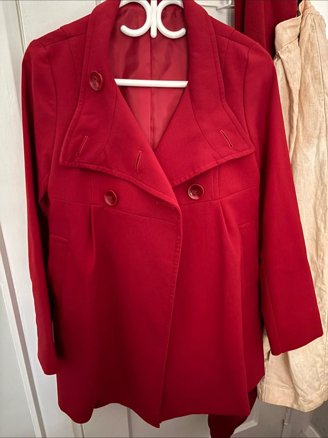 Red Button-Down Coat